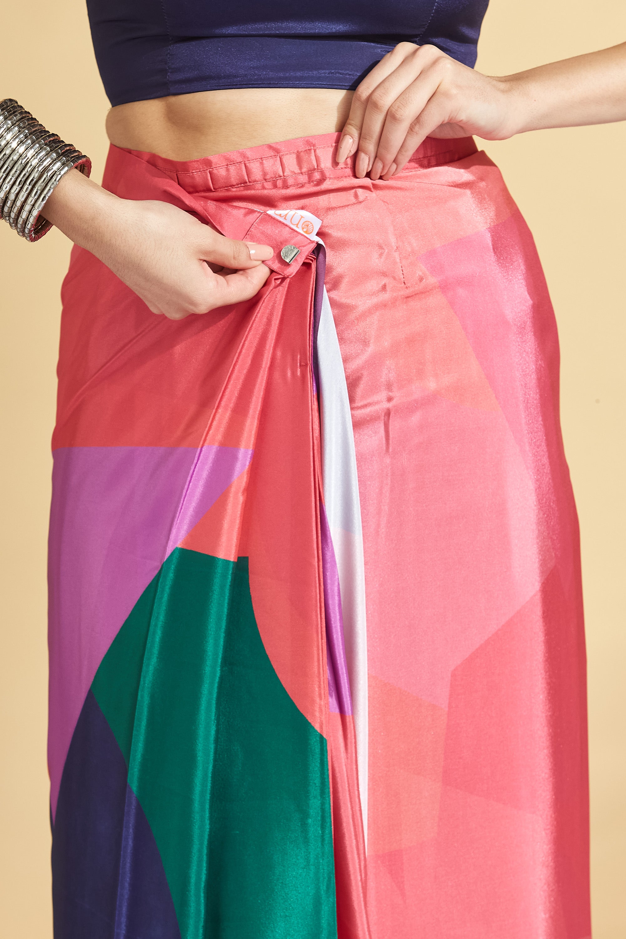 Digital Wall Print Satin Crepe Ready to Wear Saree