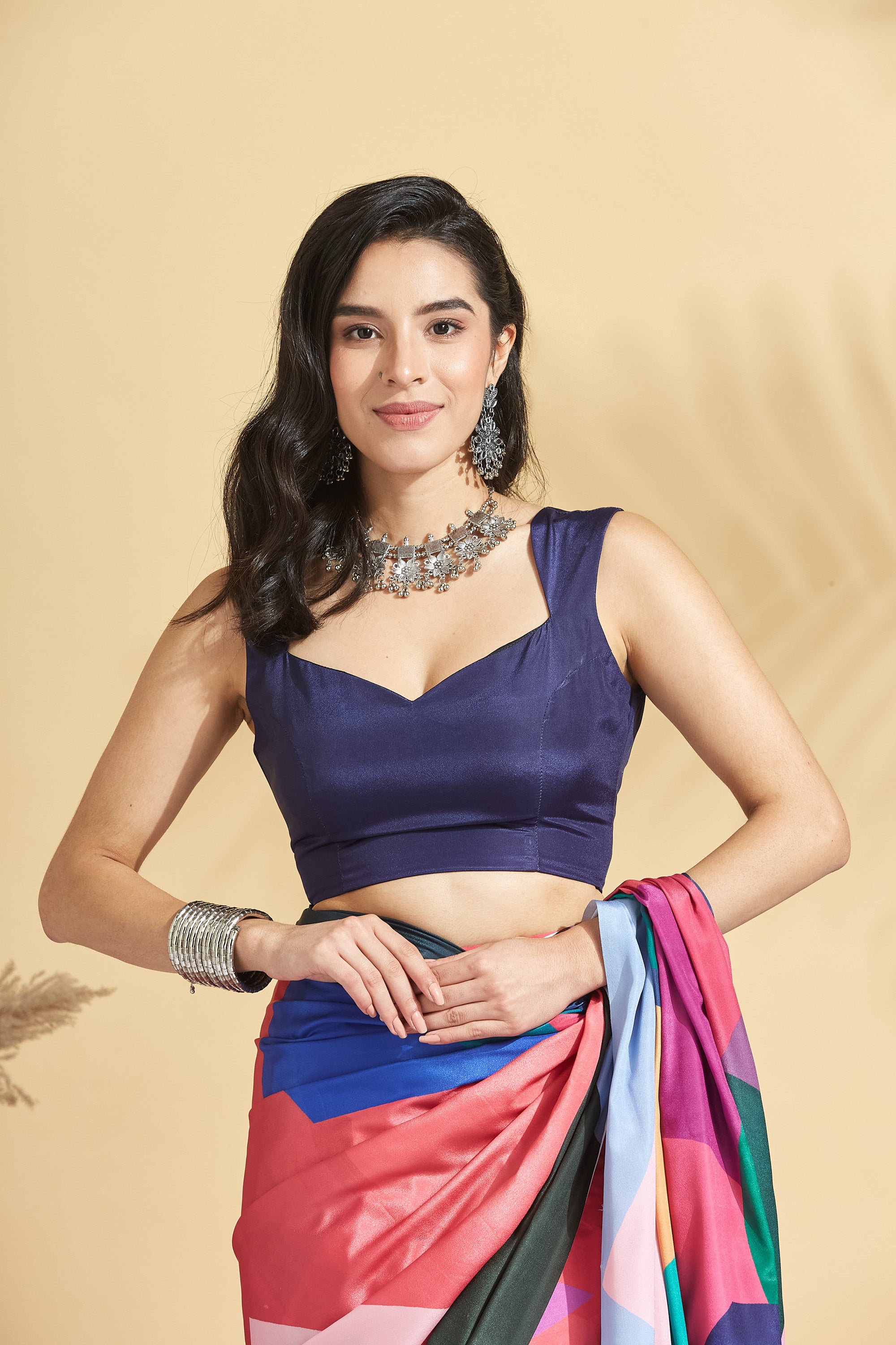 Digital Wall Print Satin Crepe Ready to Wear Saree