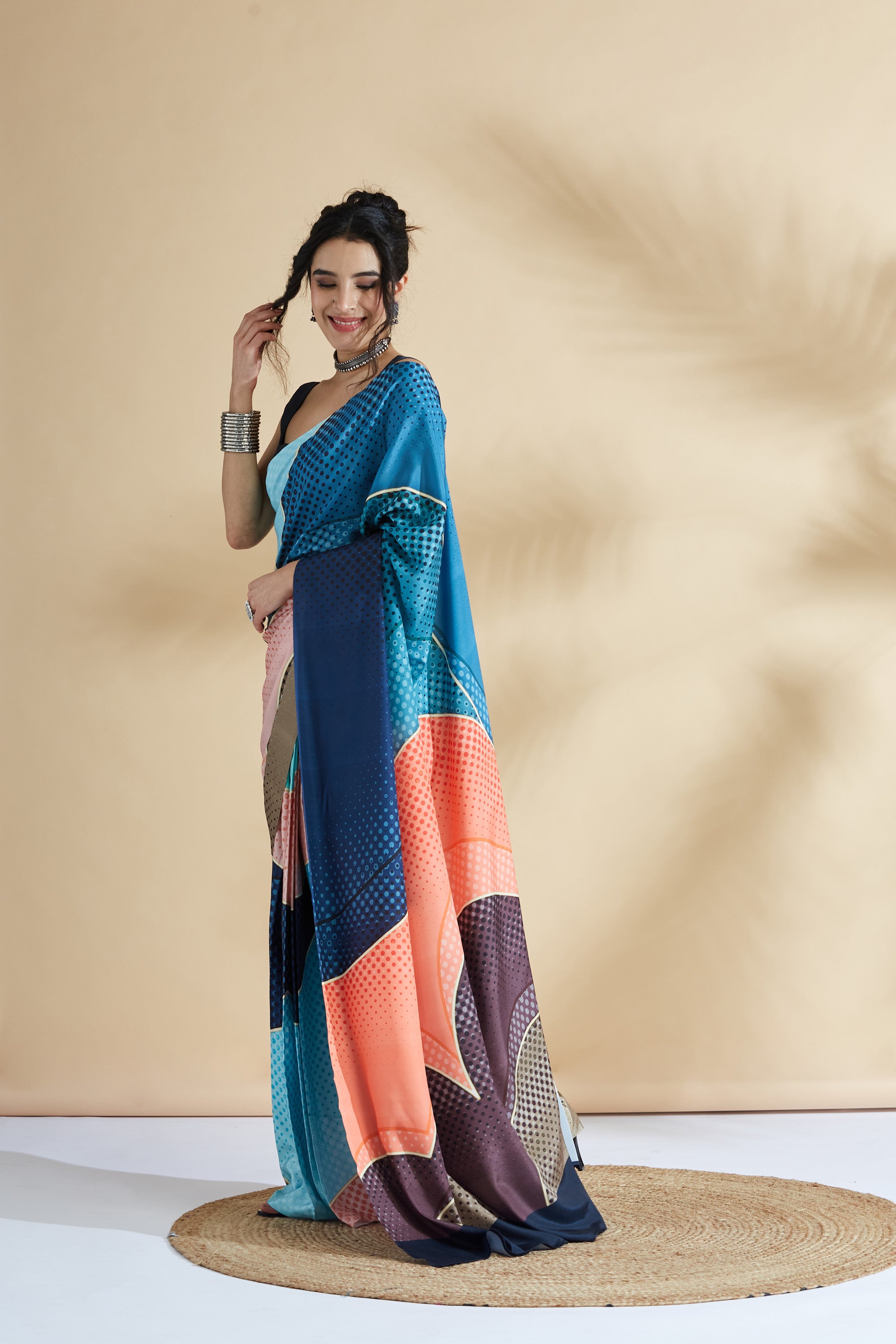 Polka Dots Digital Printed Crape Saree