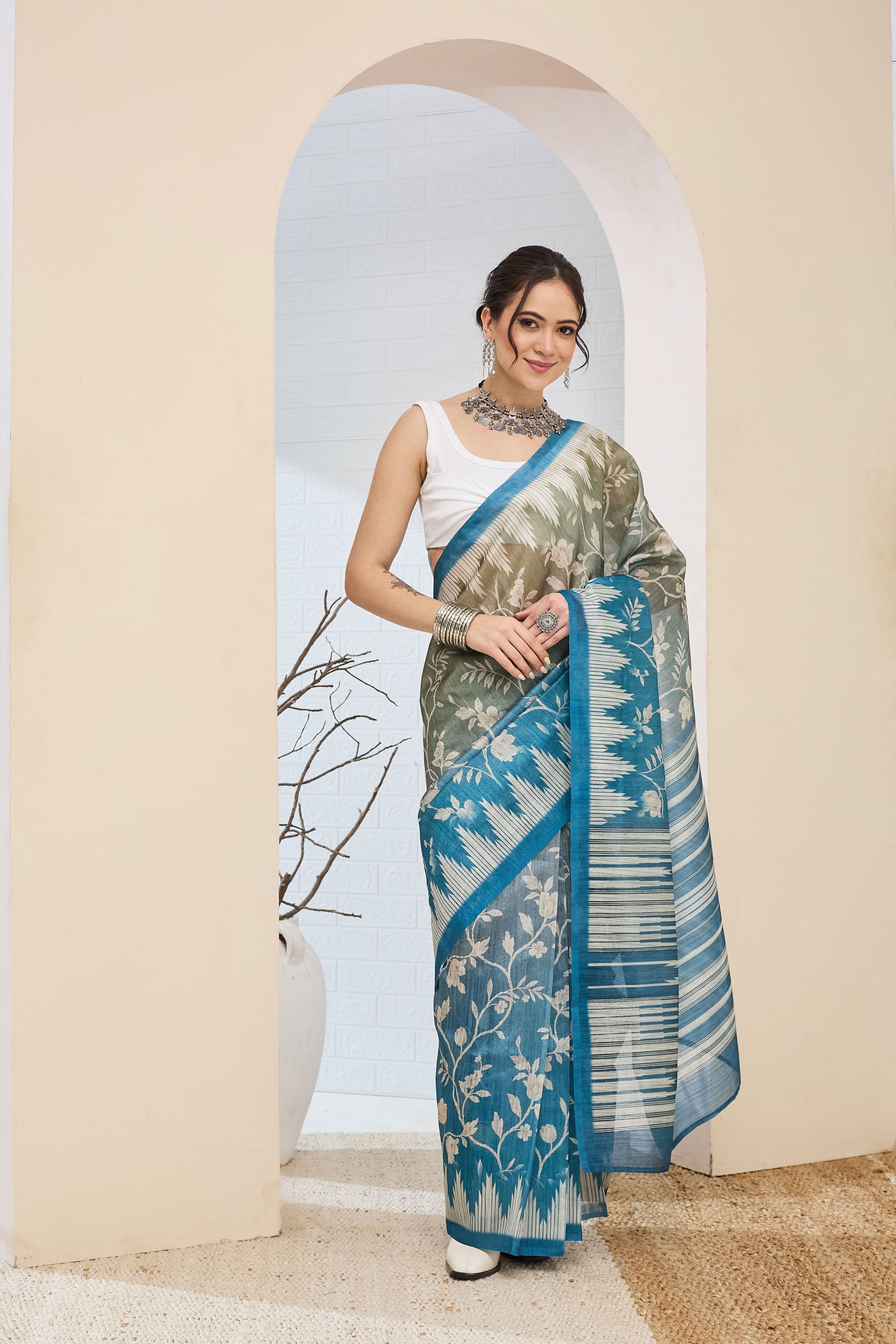 Amazing Green Color Silk  Ready To Wear Saree
