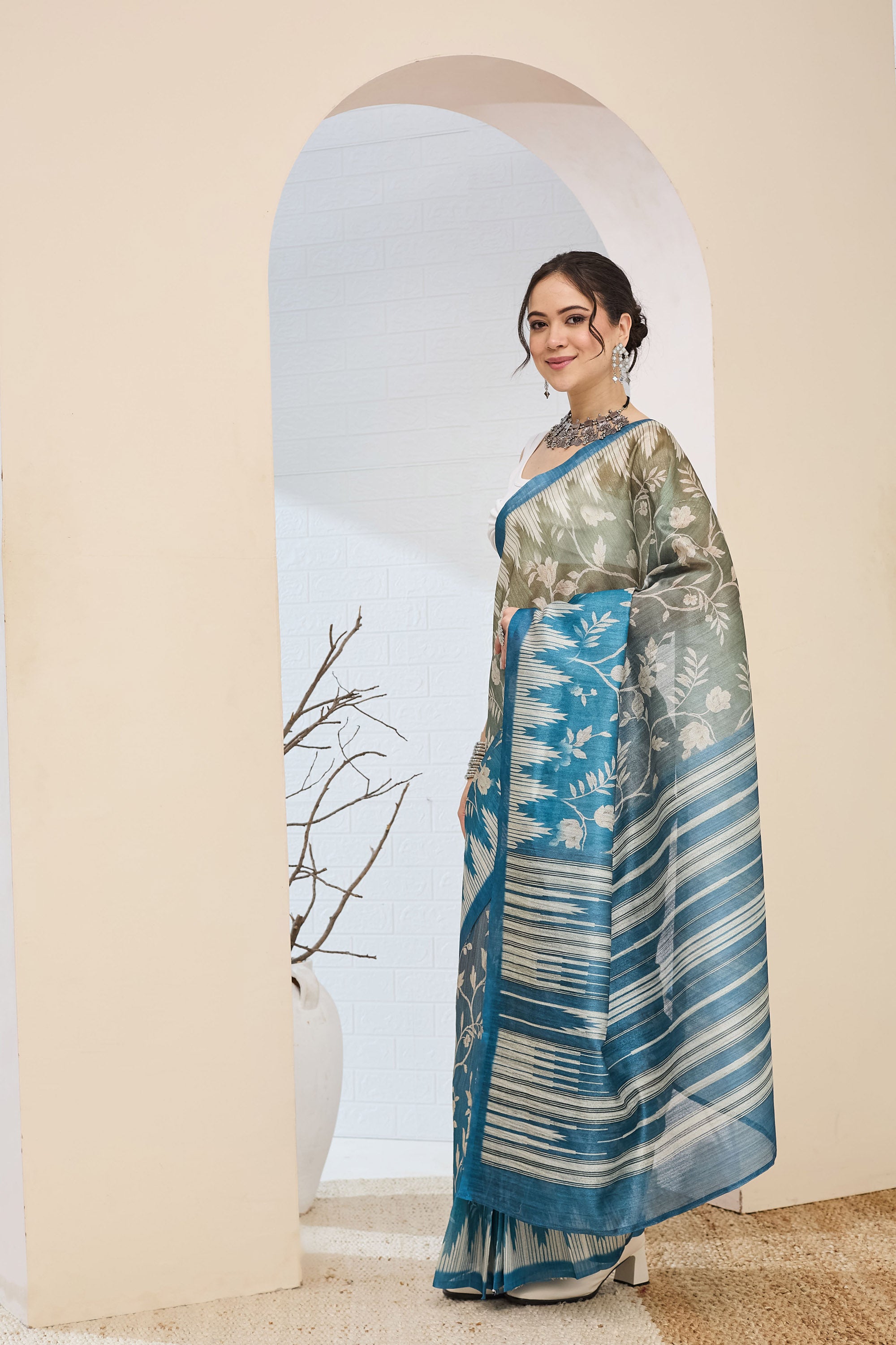Amazing Green Color Silk  Ready To Wear Saree
