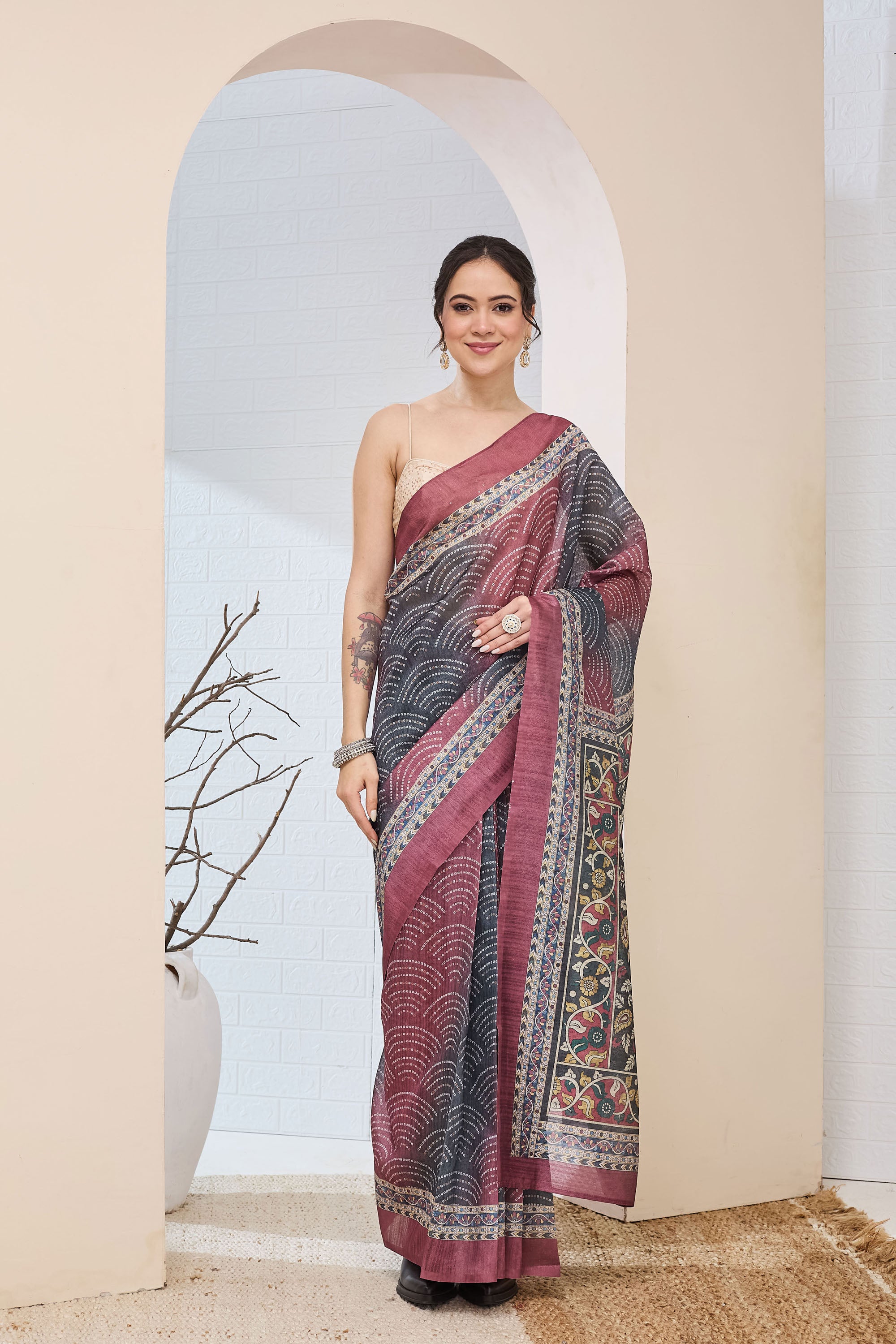 Amazing Multi Color Silk  Ready To Wear Saree