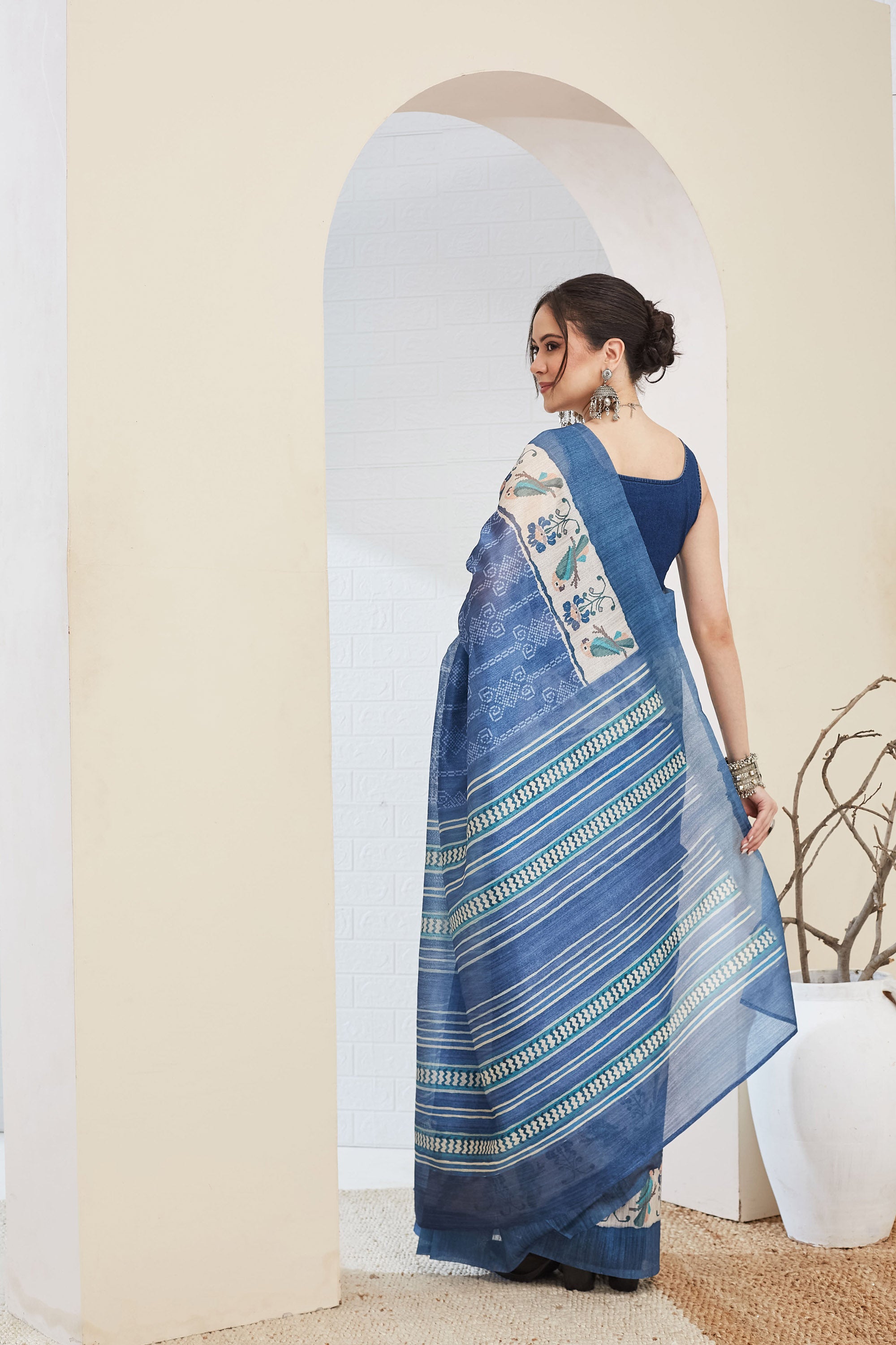 Amazing Blue Color Silk  Ready To Wear Saree
