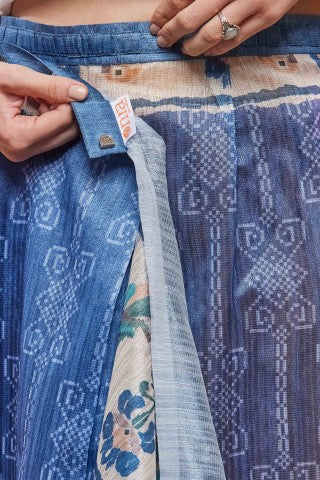 Blue Color Warli Printed Silk Blend Ready to Wear Saree