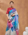 Blue Color Bandhani Printed Silk Blend Ready to Wear Saree