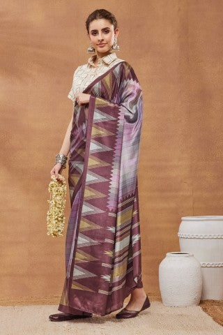 Pink Color Floral Printed Silk Blend Ready to Wear Saree
