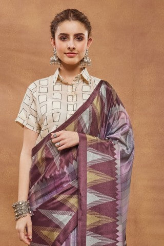 Pink Color Floral Printed Silk Blend Ready to Wear Saree