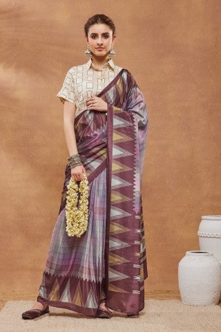 Pink Color Floral Printed Silk Blend Ready to Wear Saree