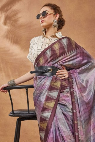 Pink Color Floral Printed Silk Blend Ready to Wear Saree