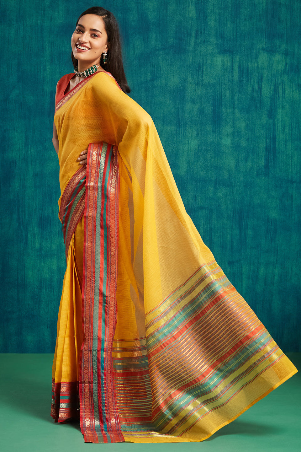 Kanjivaram Zari Border Kora Silk Saree
