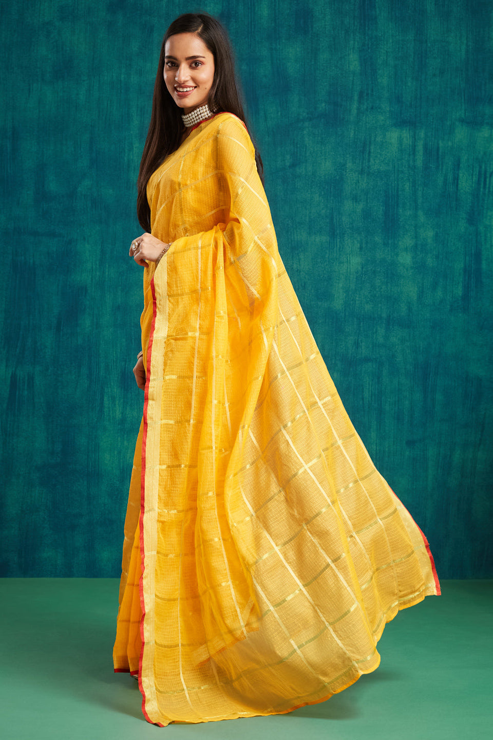 Kanjivaram Zari Border Kora Silk Saree