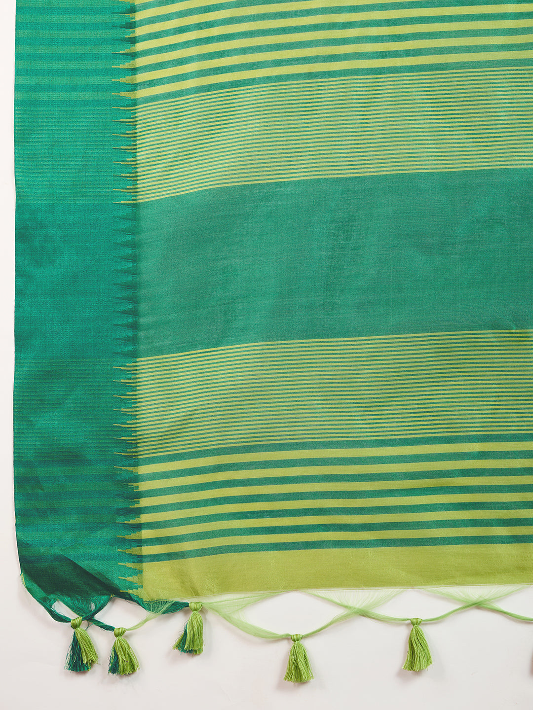 Parrot Green Raw Silk Temple Border Traditional Silk Saree