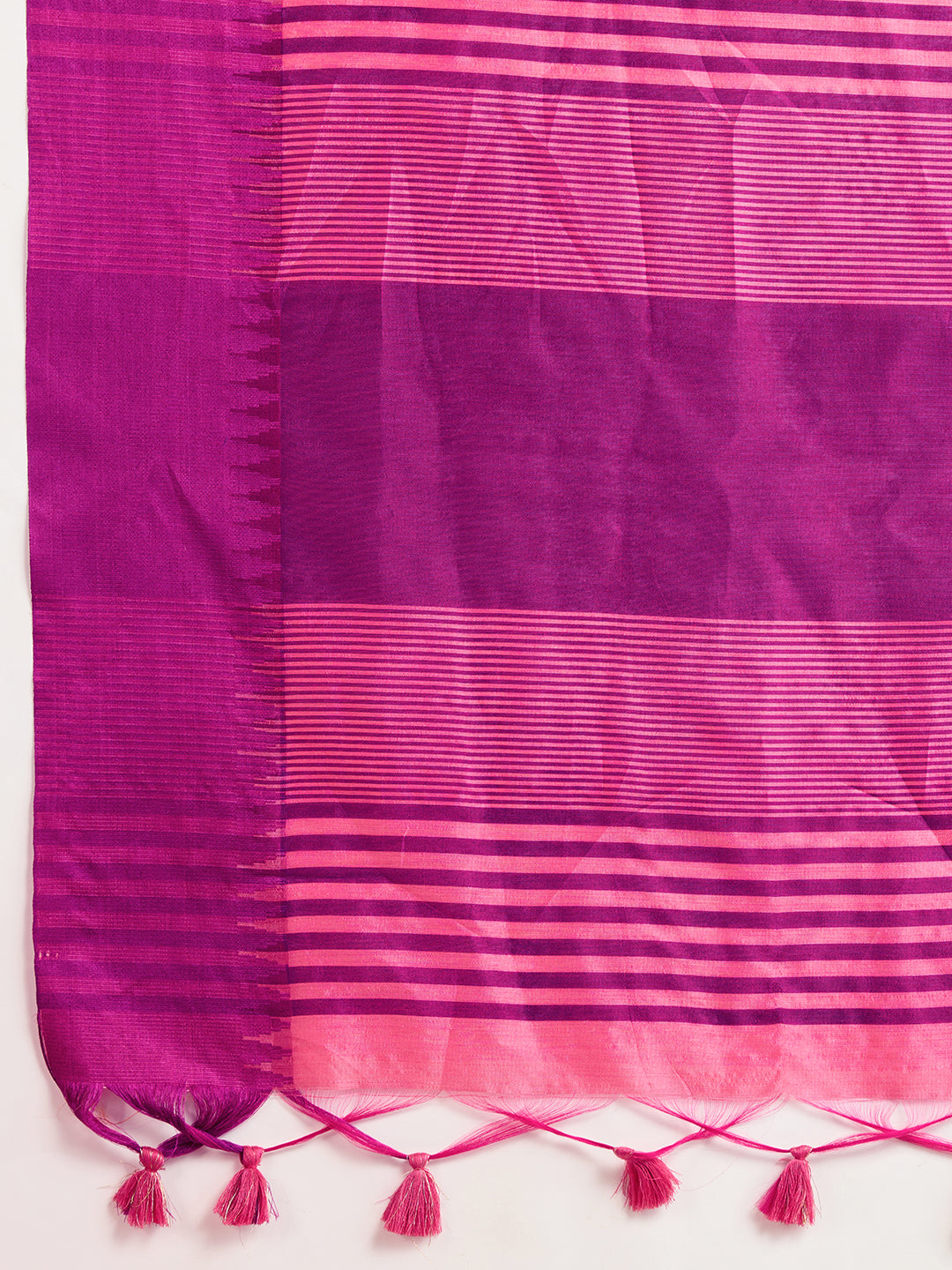 Pink Color Raw Silk Temple Border Traditional Silk Saree