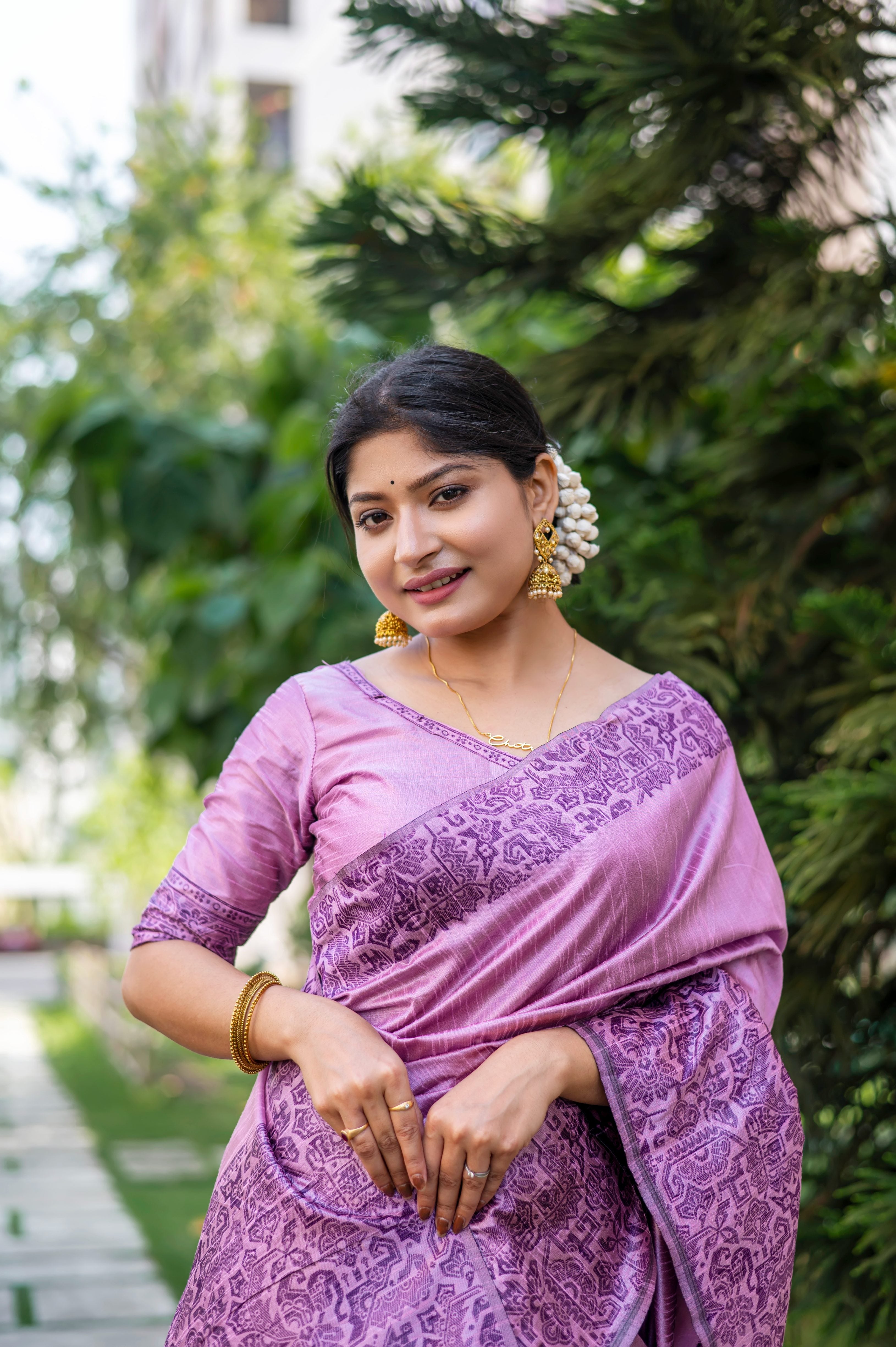 Light Purple Color Handloom Raw Silk Traditional Saree