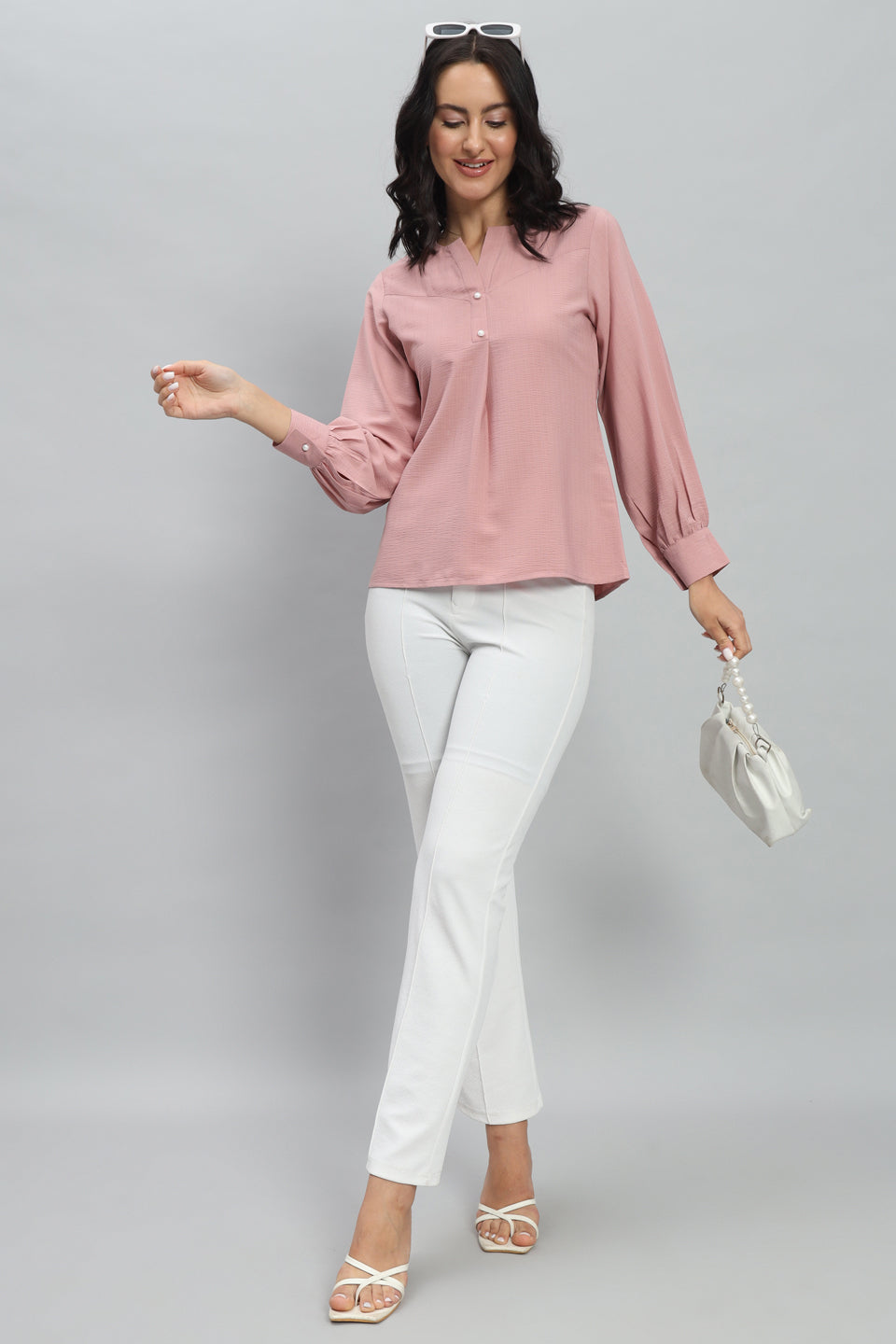 Henley Shirt Style Soft Rayon Modern Vibes Pink Top