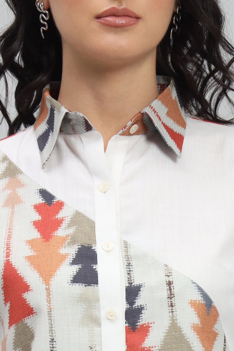 Aztec Printed Linen Pista Shirt