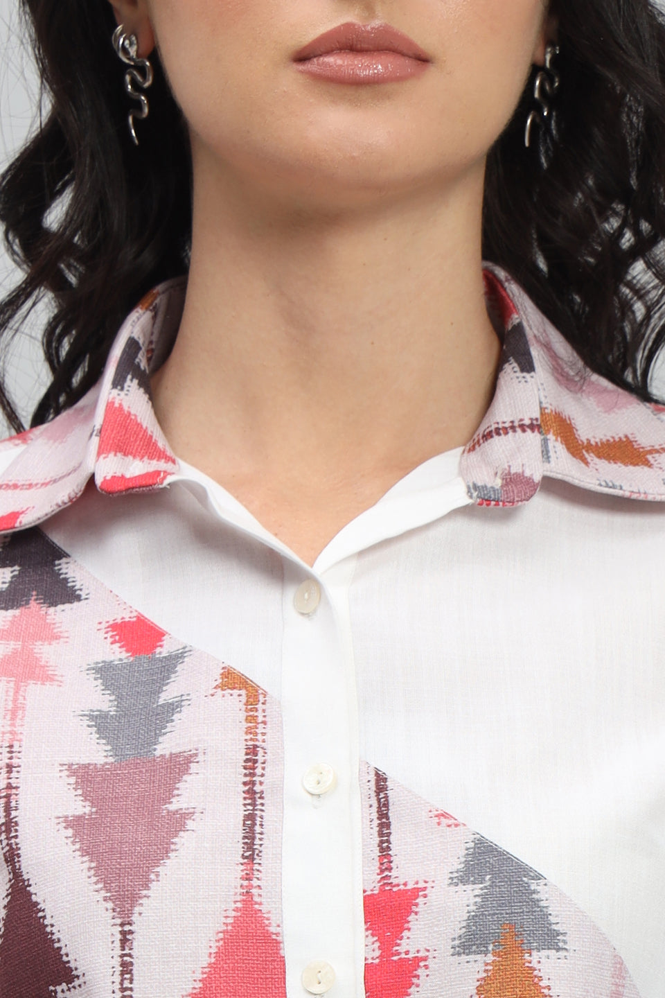 Aztec Printed Linen Pink Shirt