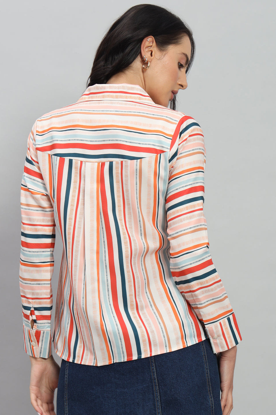 Striped White Soft Rayon Top