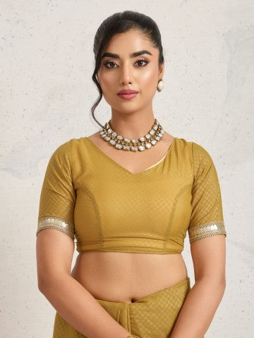 Mustard Poly Georgette Saree with Sequins Border