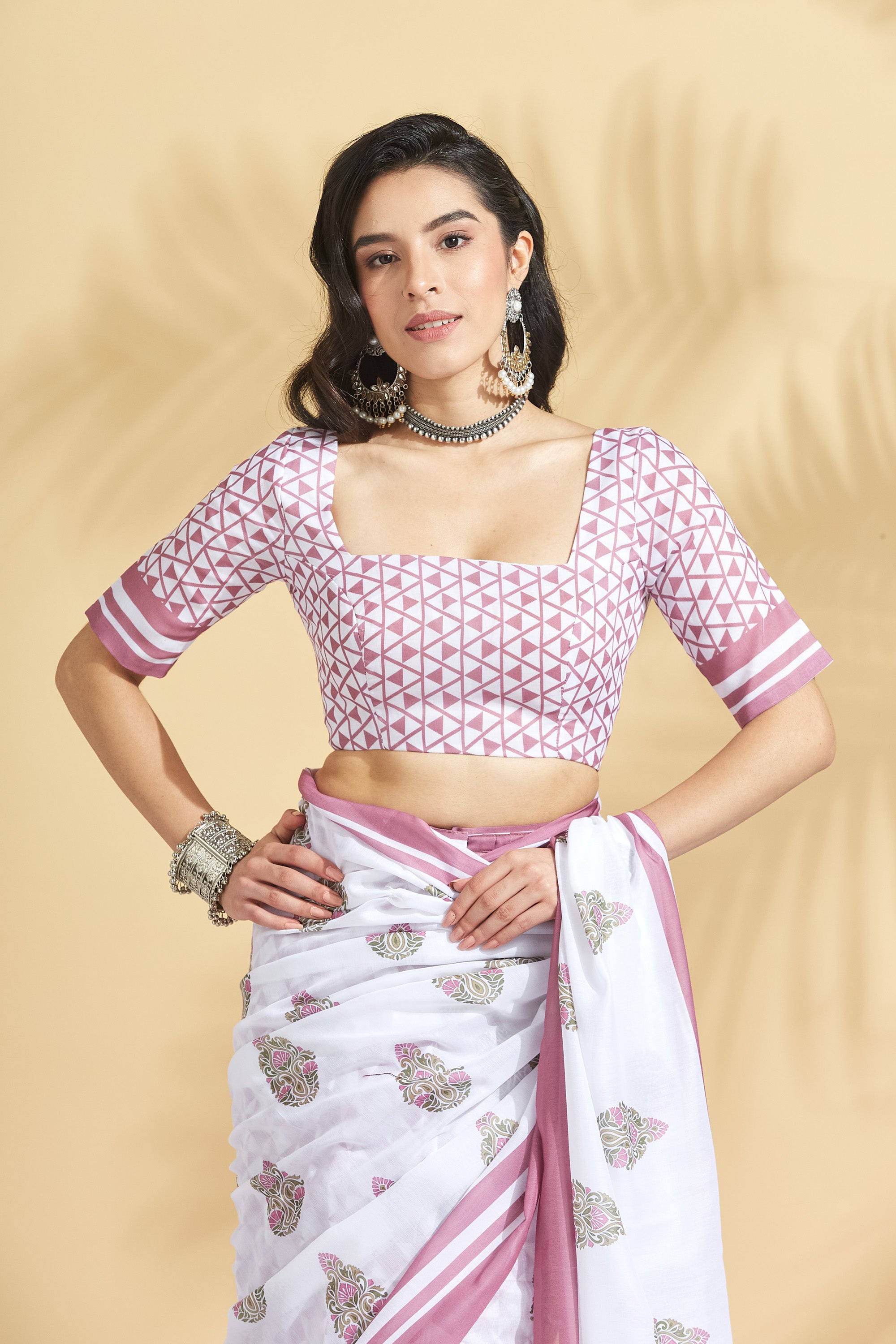 Digital Mulmul Soft White Digital Prints Mulmul Saree