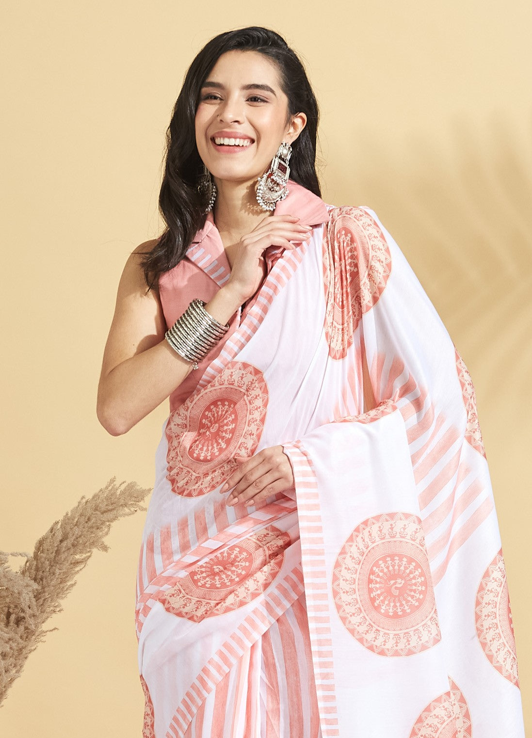 Digital Art Prints Soft Mulmul Cotton Ready to Wear Saree