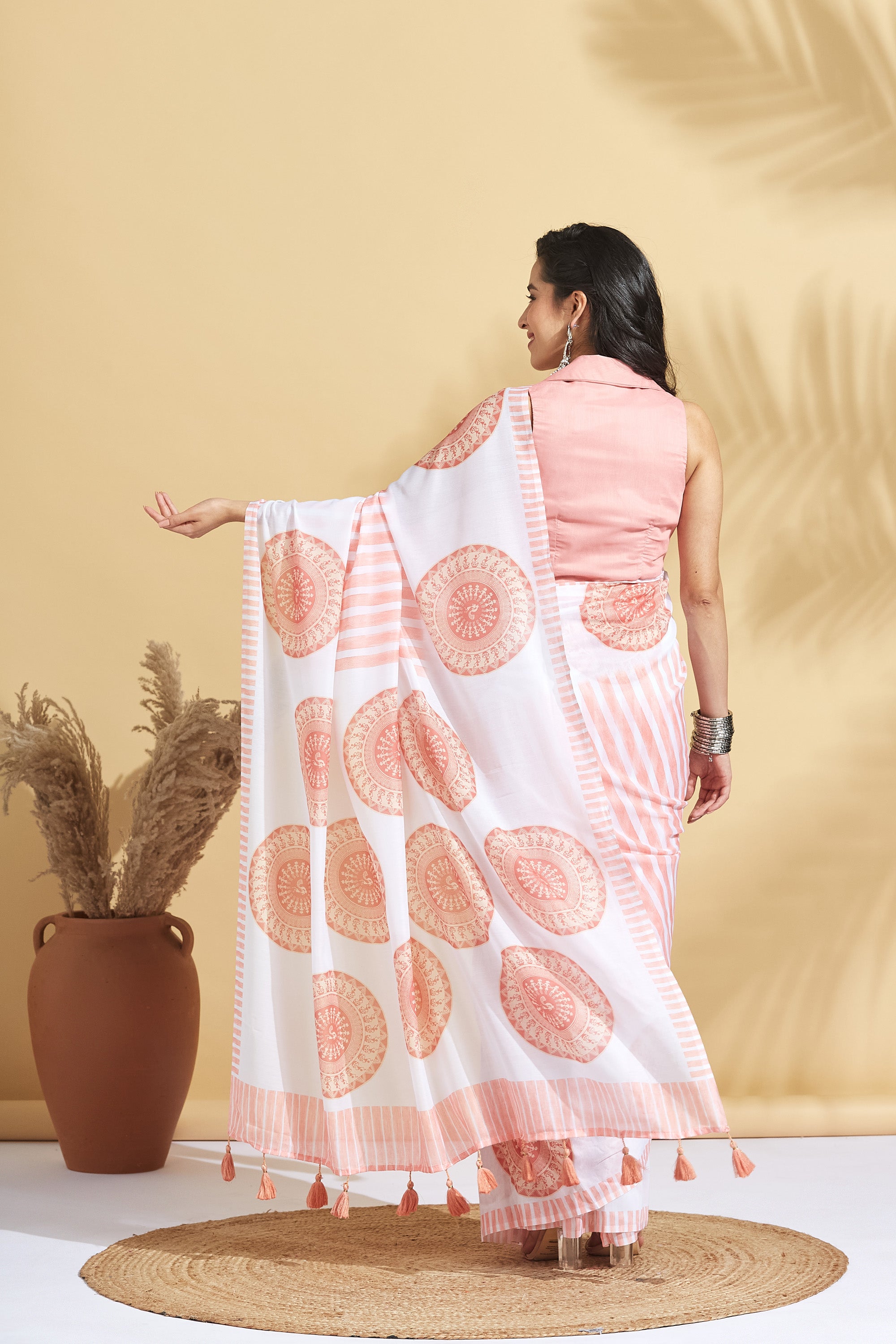 Digital Art Prints Soft Mulmul Cotton Ready to Wear Saree