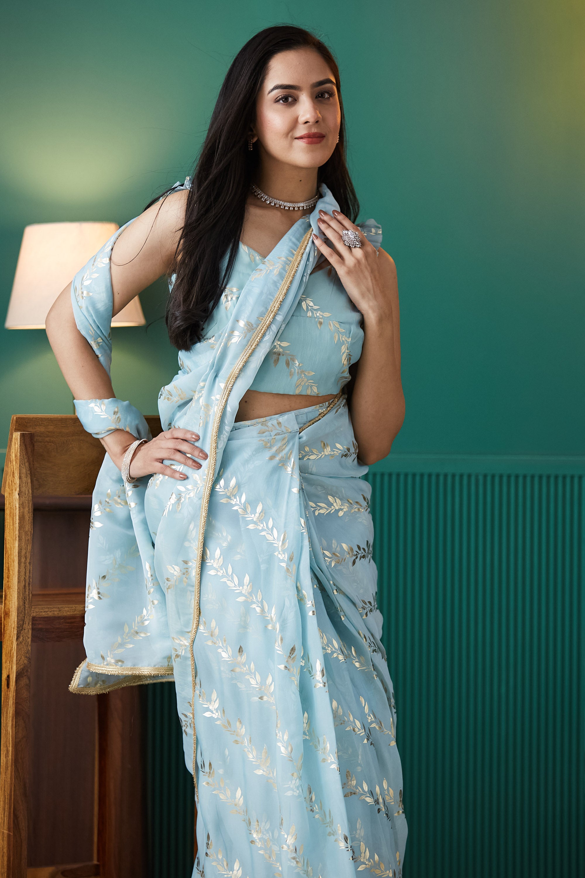 Organza Foil Print Ready To Wear Saree
