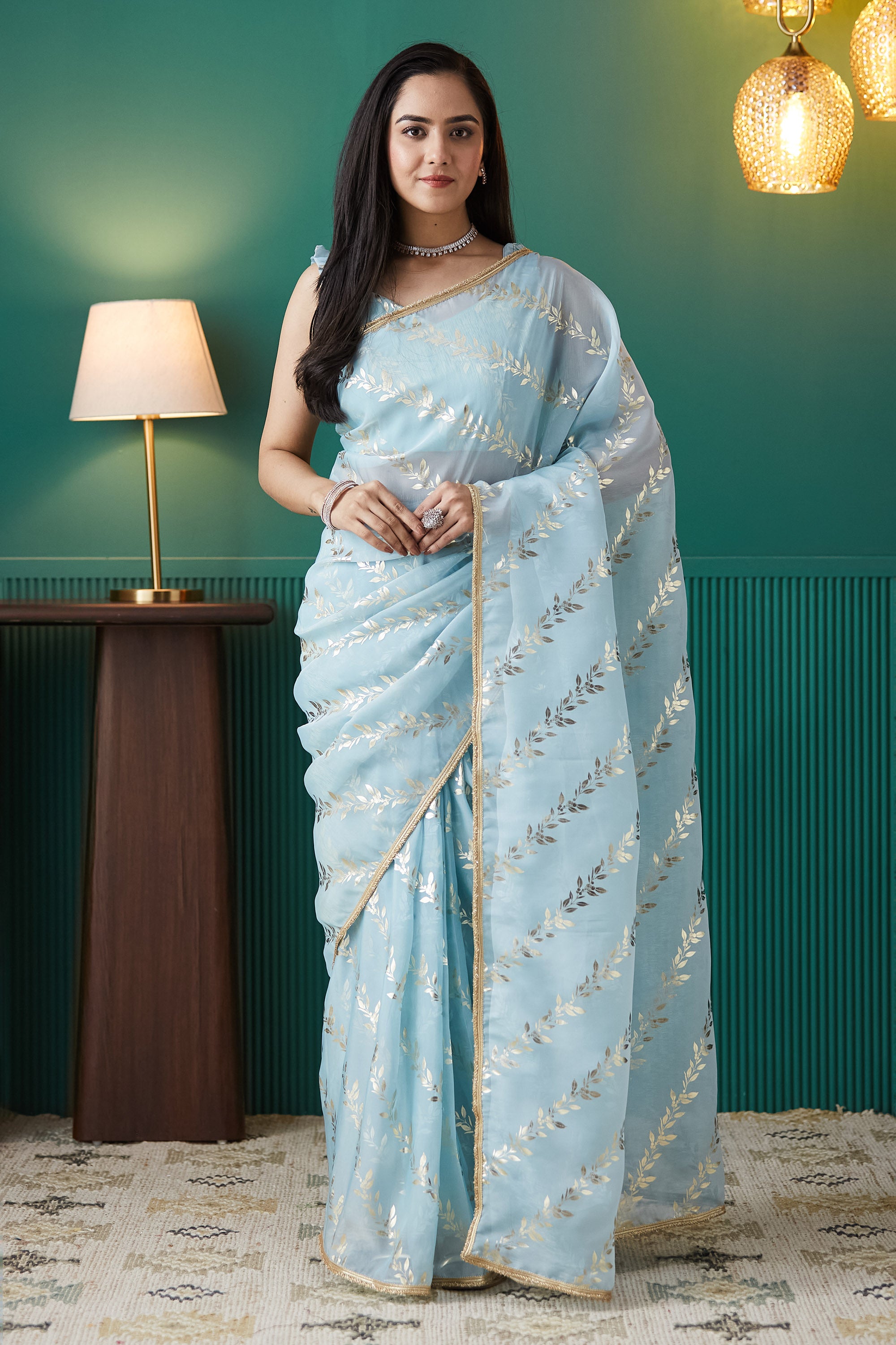 Organza Foil Print Ready To Wear Saree