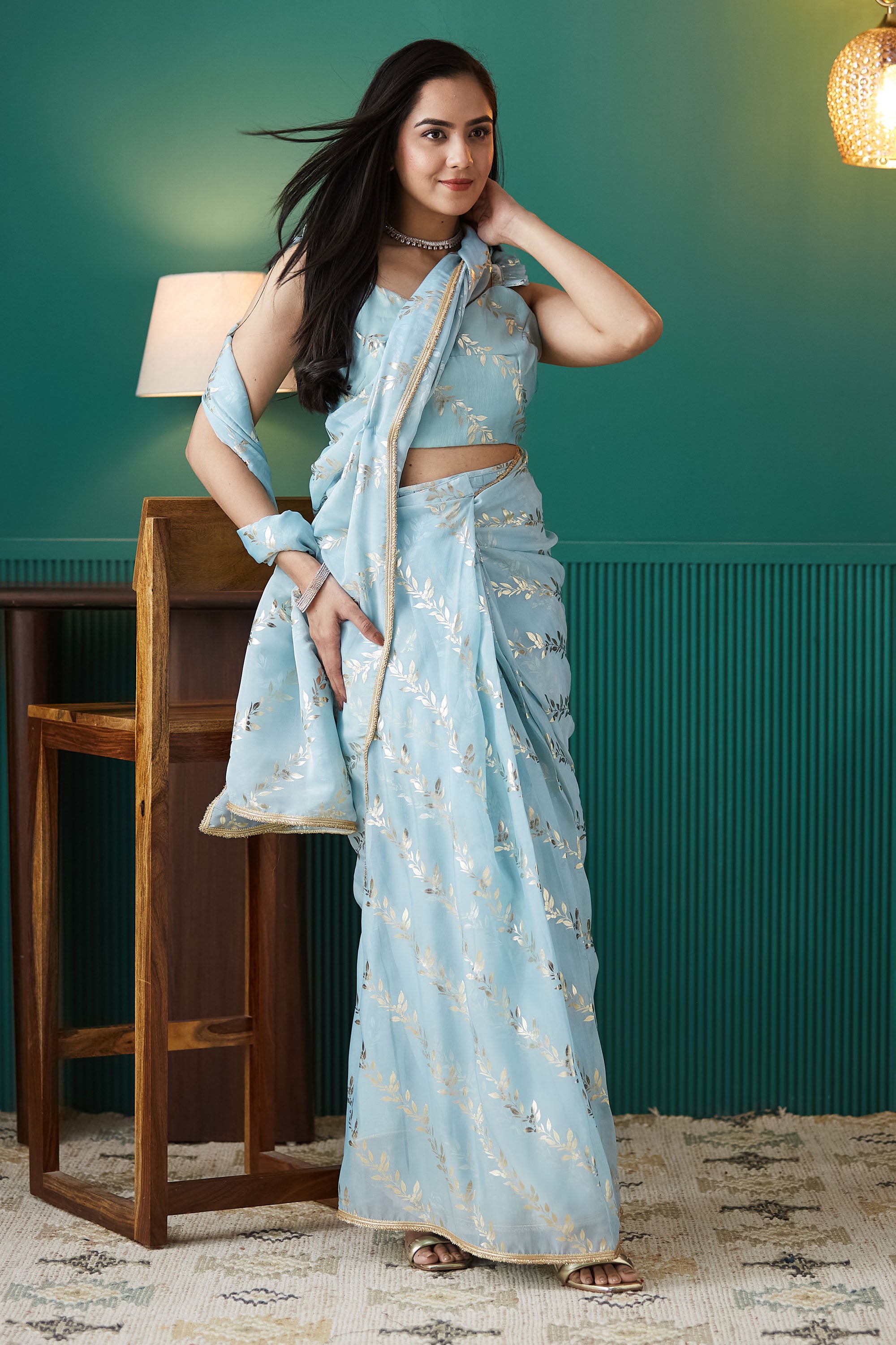 Organza Foil Print Ready To Wear Saree