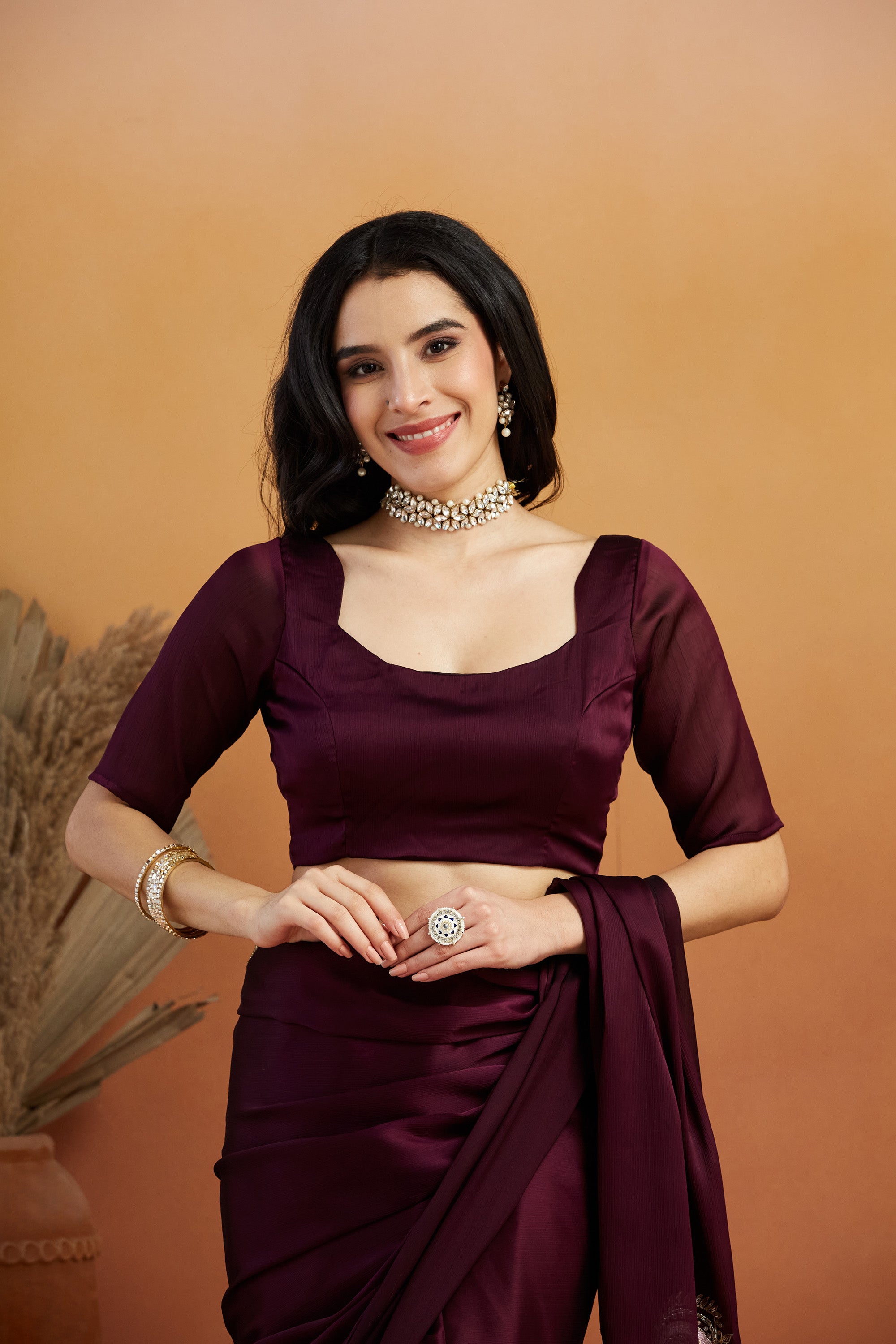 Khatali Work Butta Designer Cutwork Border Saree