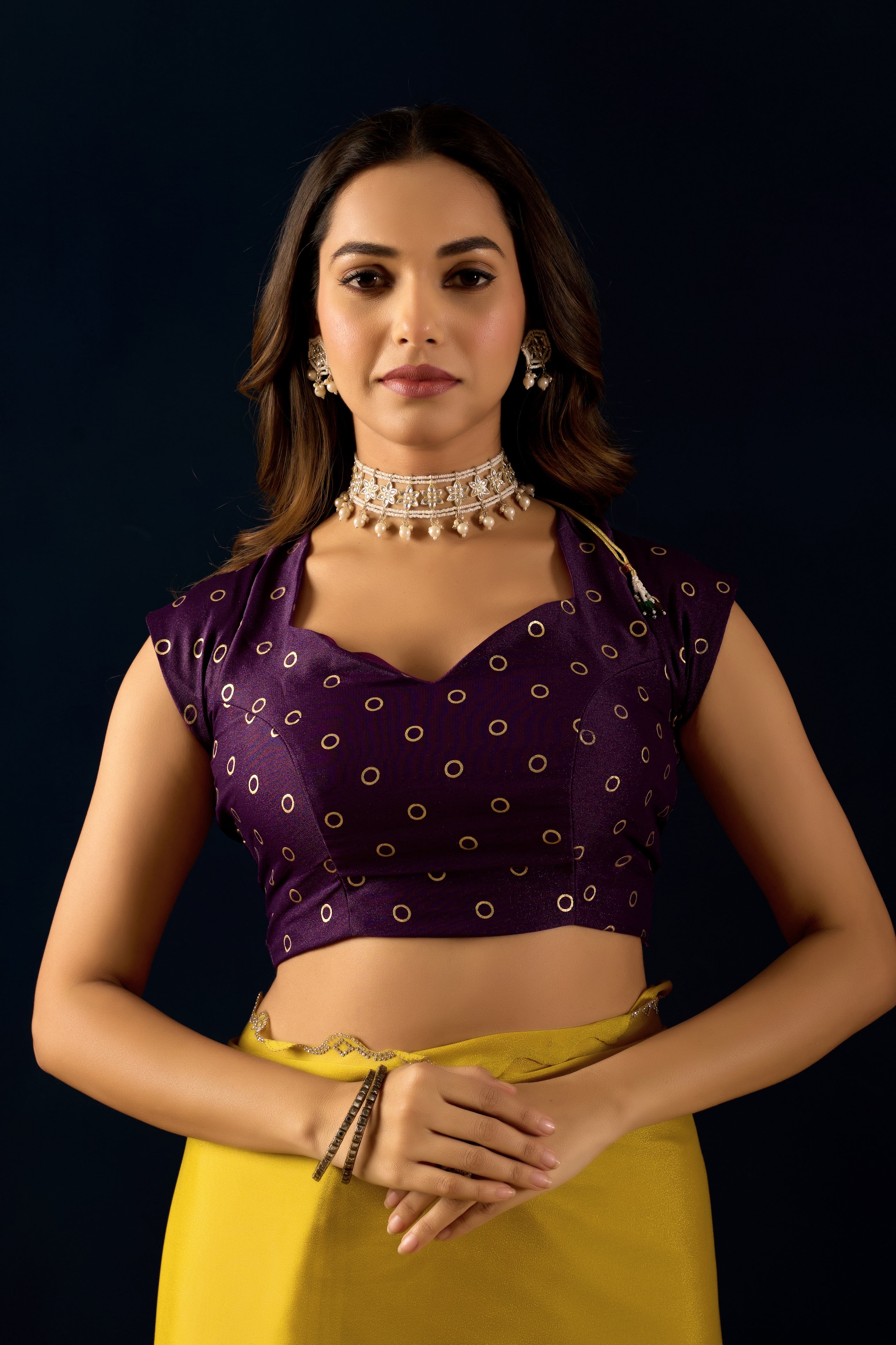 Mustard Georgette Saree with Scalloped Borders .