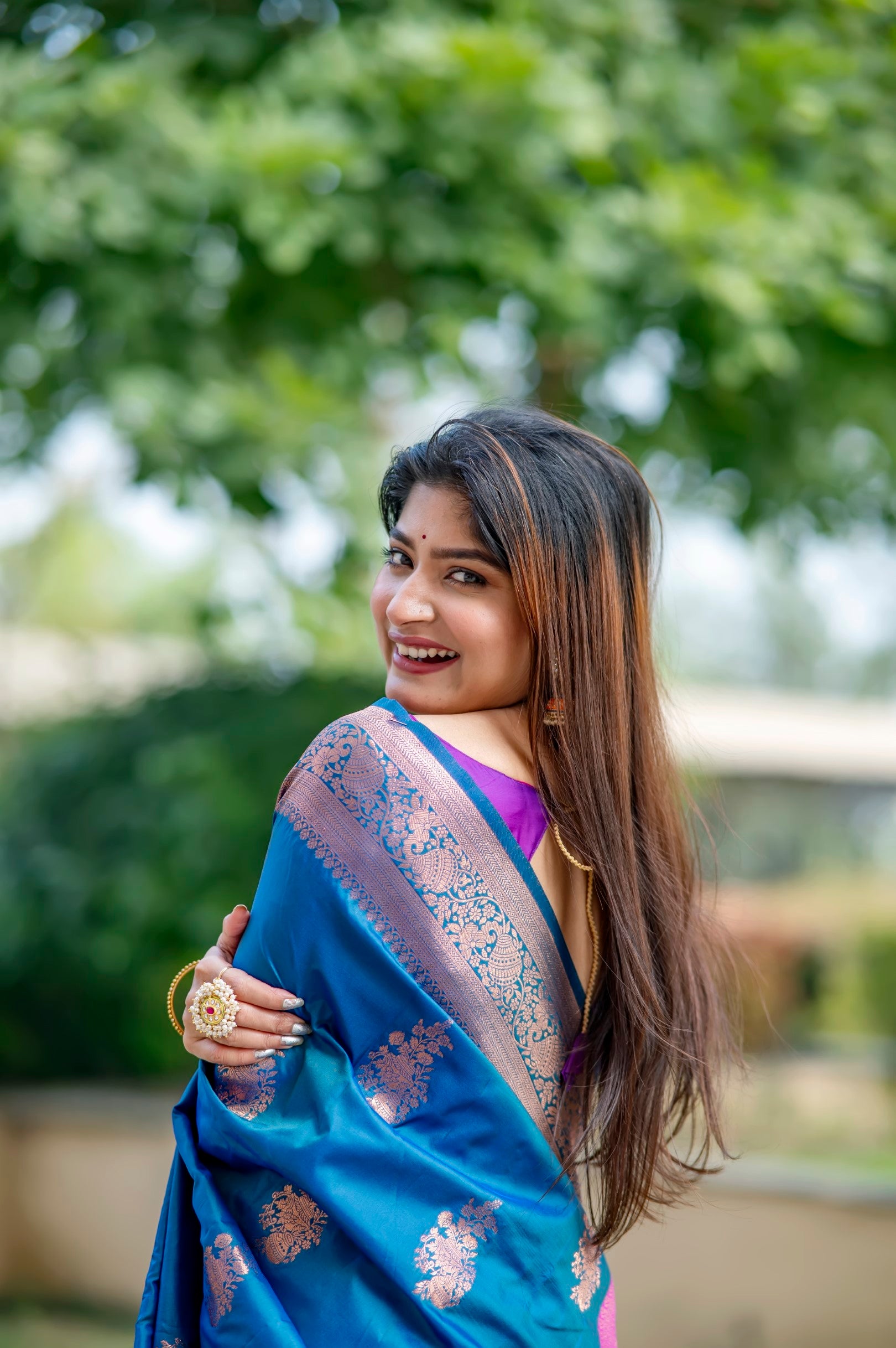 Blue Color  Zari Woven Work Banarasi Silk Saree