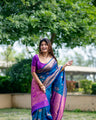 Blue Color  Zari Woven Work Banarasi Silk Saree