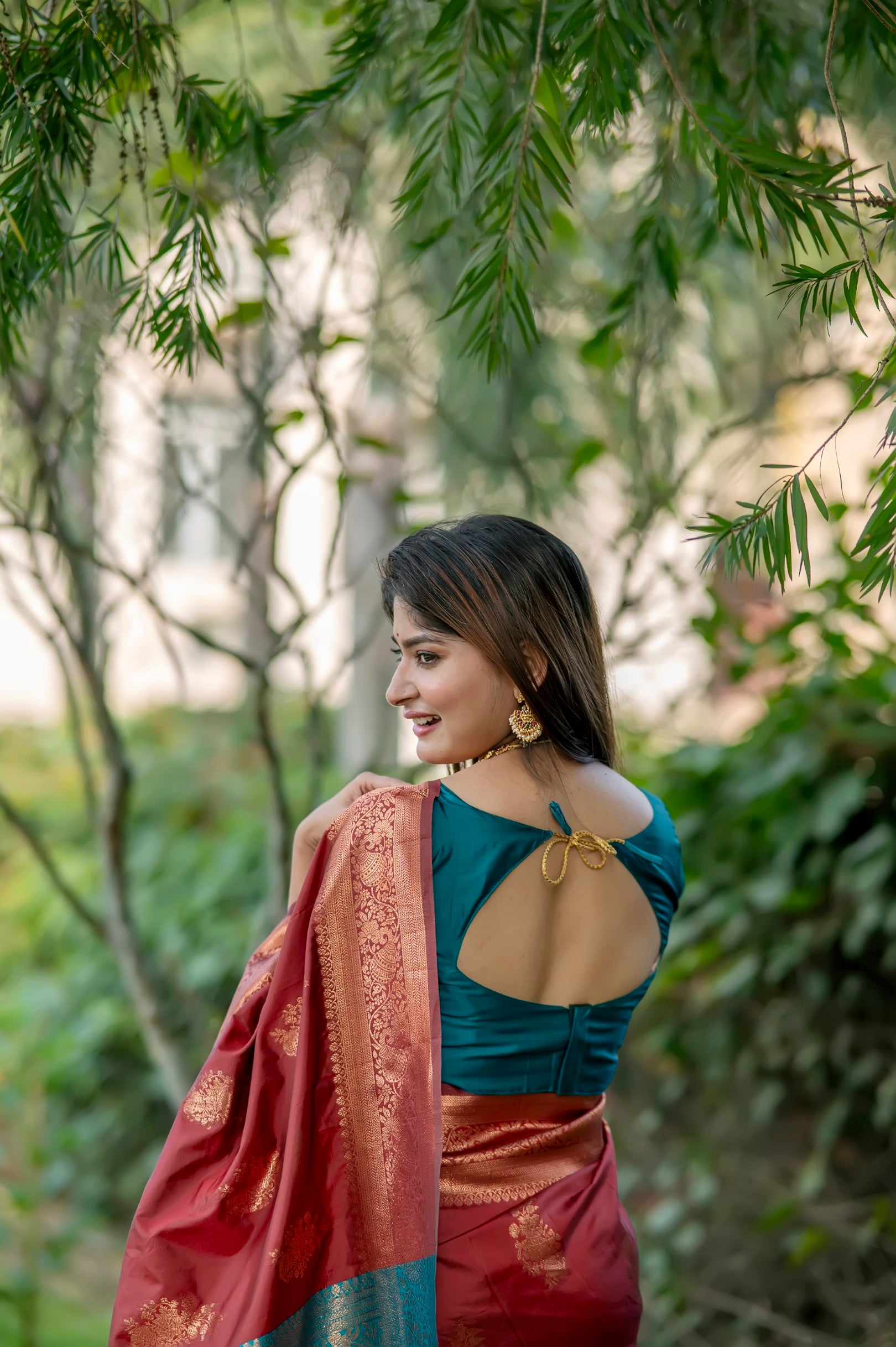 Maroon Color Zari Woven Work Banarasi Silk Saree
