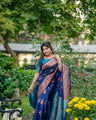 Navy Blue Color Zari Woven Work Banarasi Silk Saree