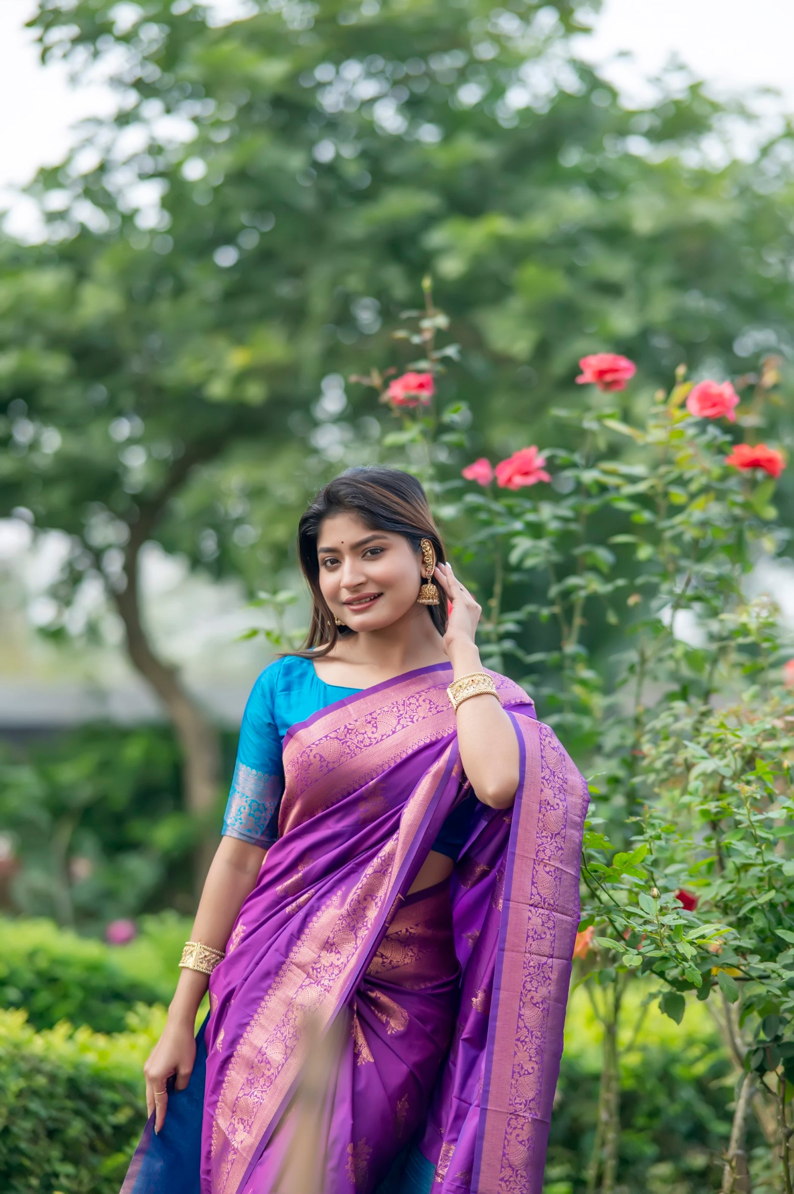 Purple Color Zari Woven Work Banarasi Silk Saree