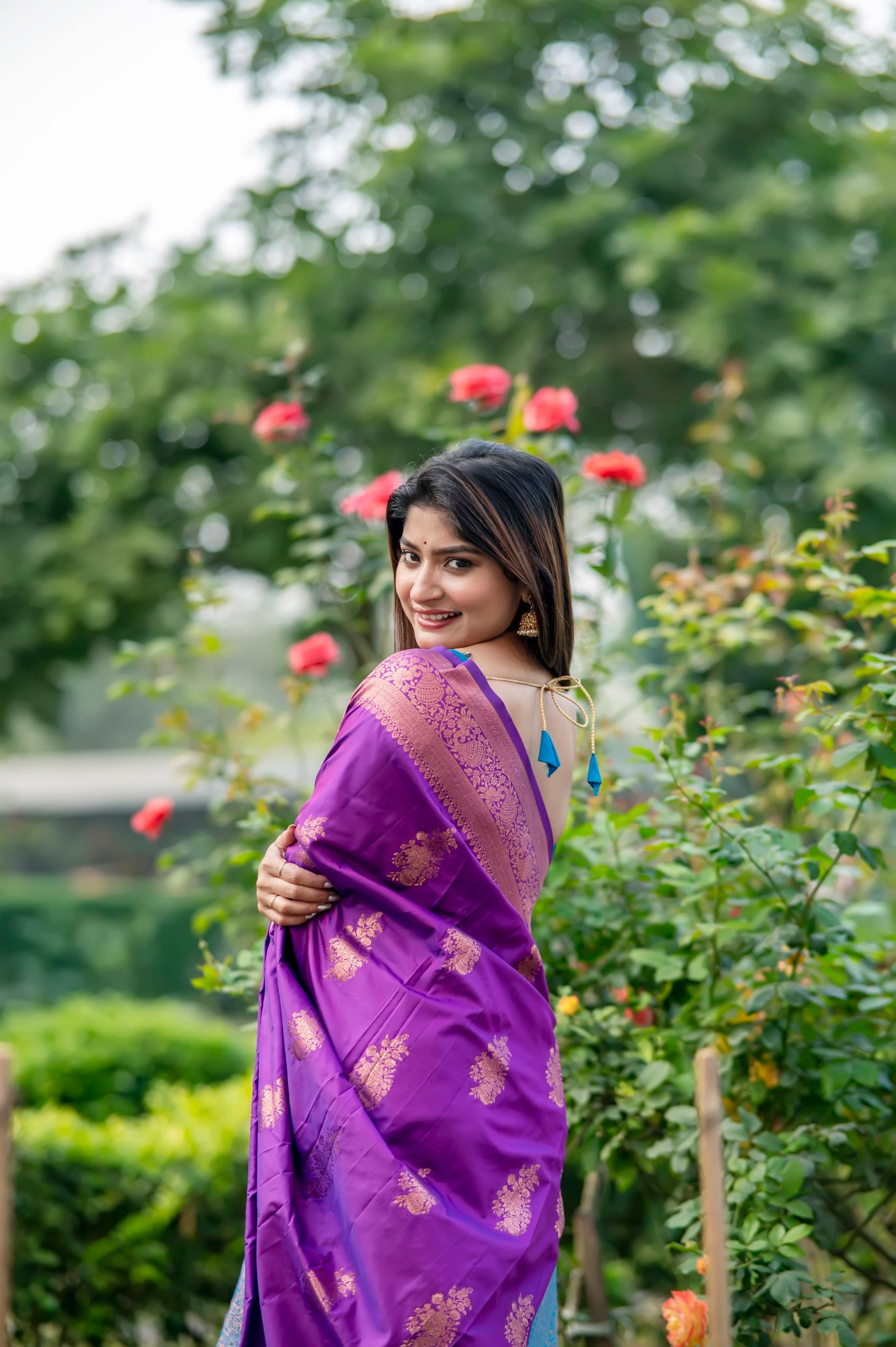 Purple Color Zari Woven Work Banarasi Silk Saree