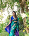 Rama Color Zari Woven Work Banarasi Silk Saree