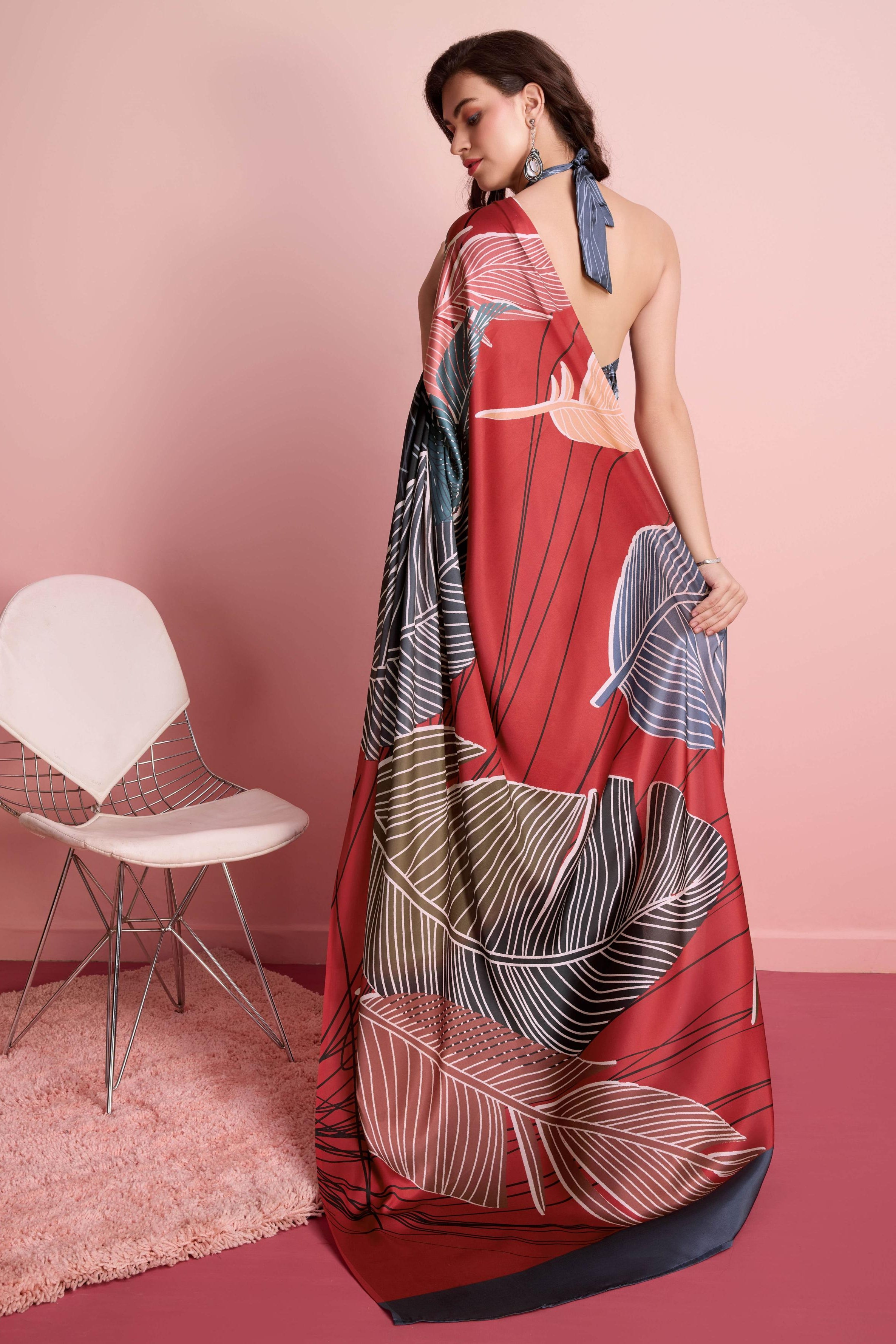 Digital Printed Satin  Saree