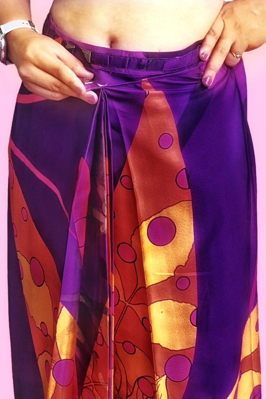 Digital Big Art Prints Satin Silk  Ready to Wear Saree