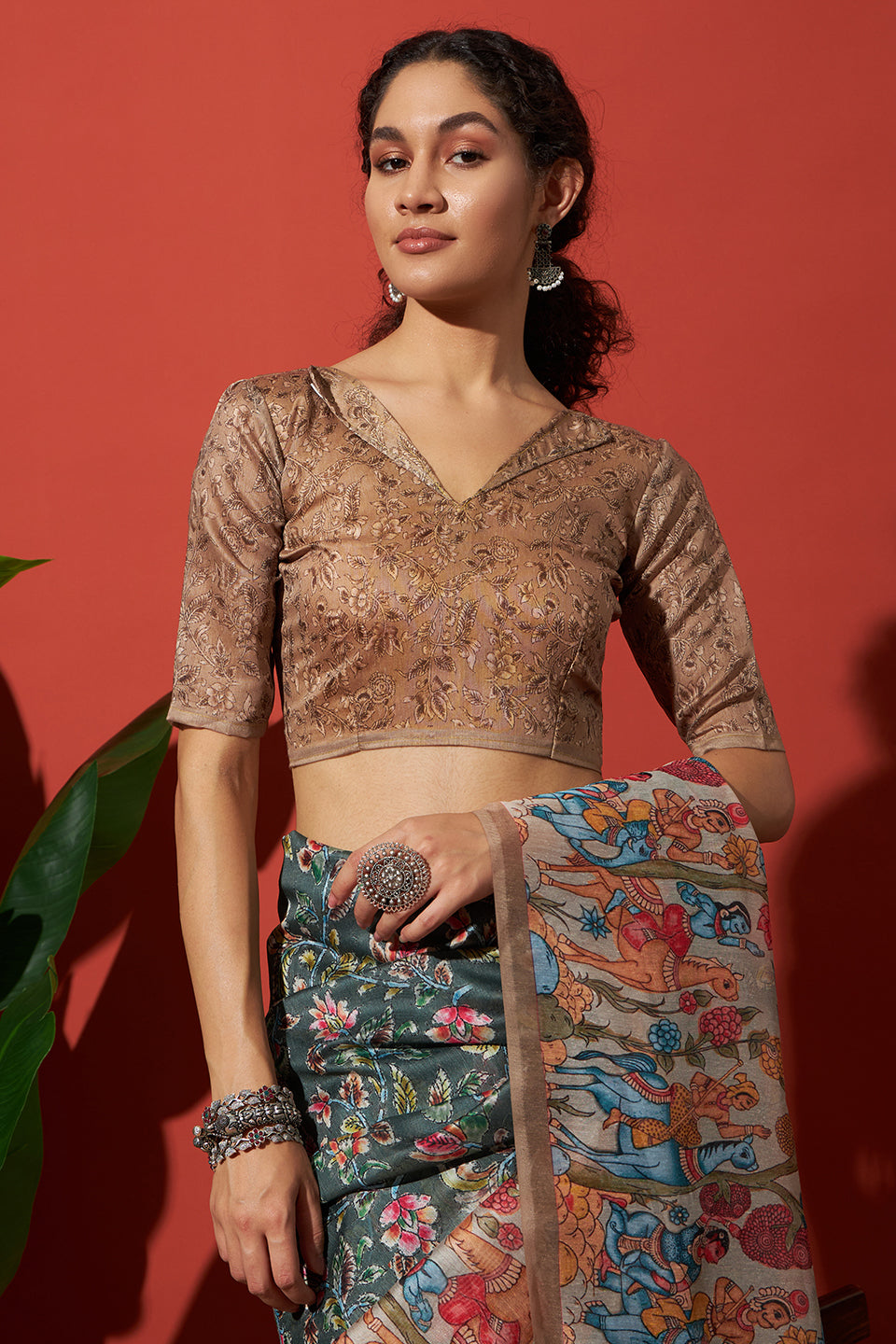Kalamkari Pichwai Prints Cotton Silk Saree