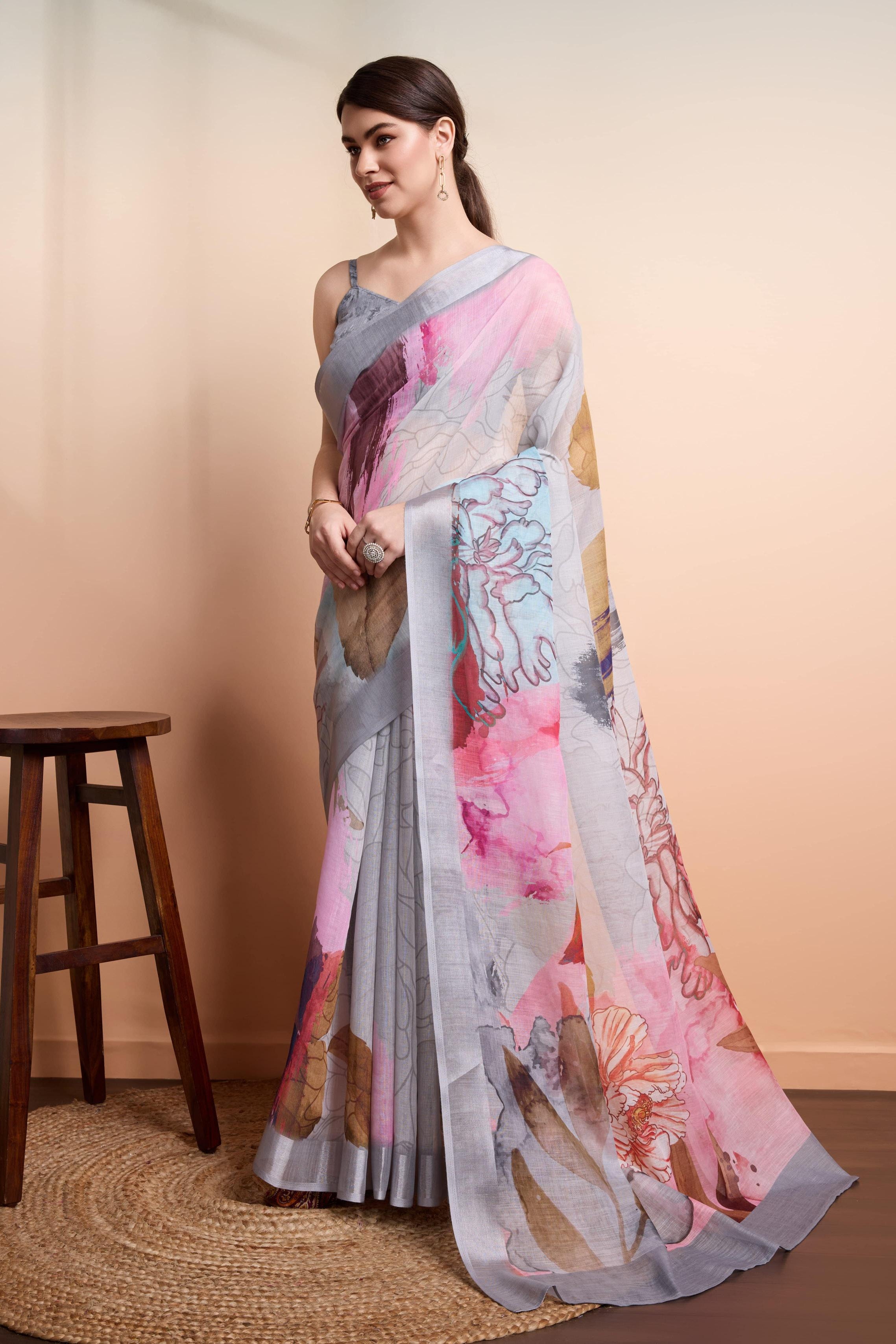 RACHNA Floral Zari  Ready to Wear Saree