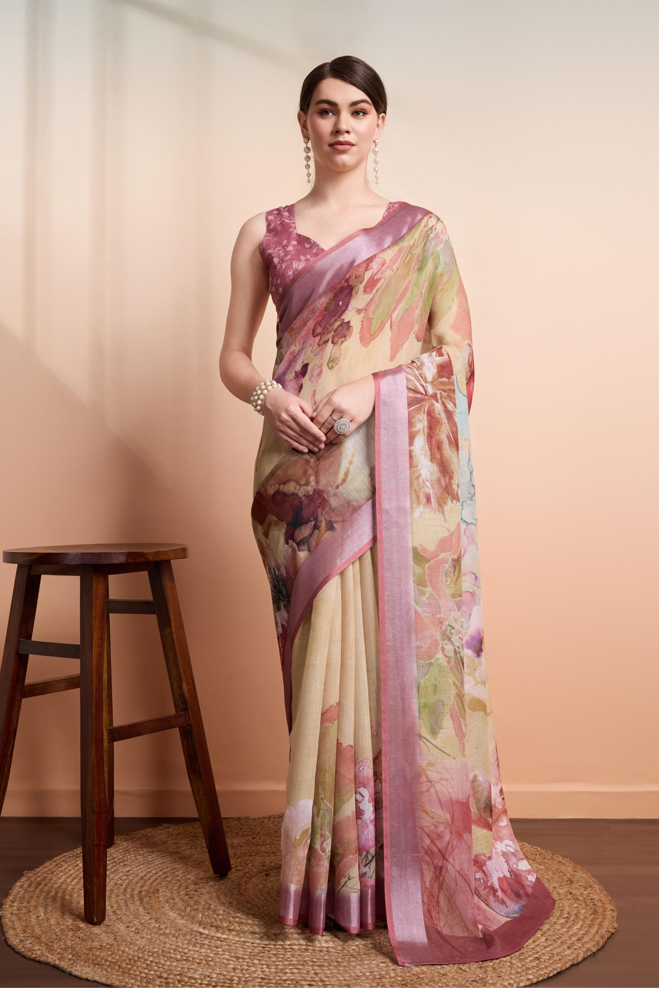 RACHNA  Zari Abstract Printed Ready to Wear Saree