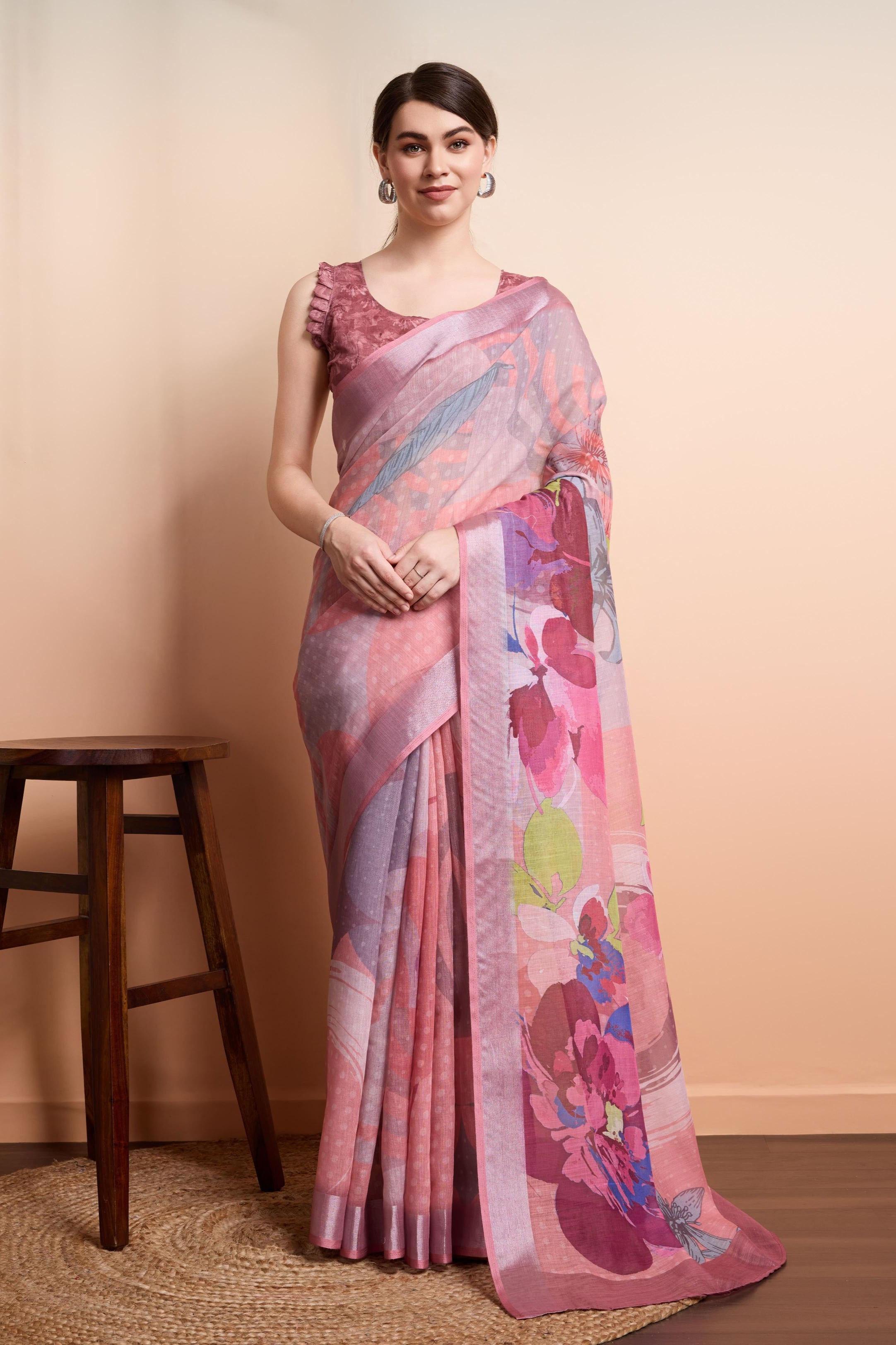 RACHNA  Floral Art Prints Ready to Wear  Saree