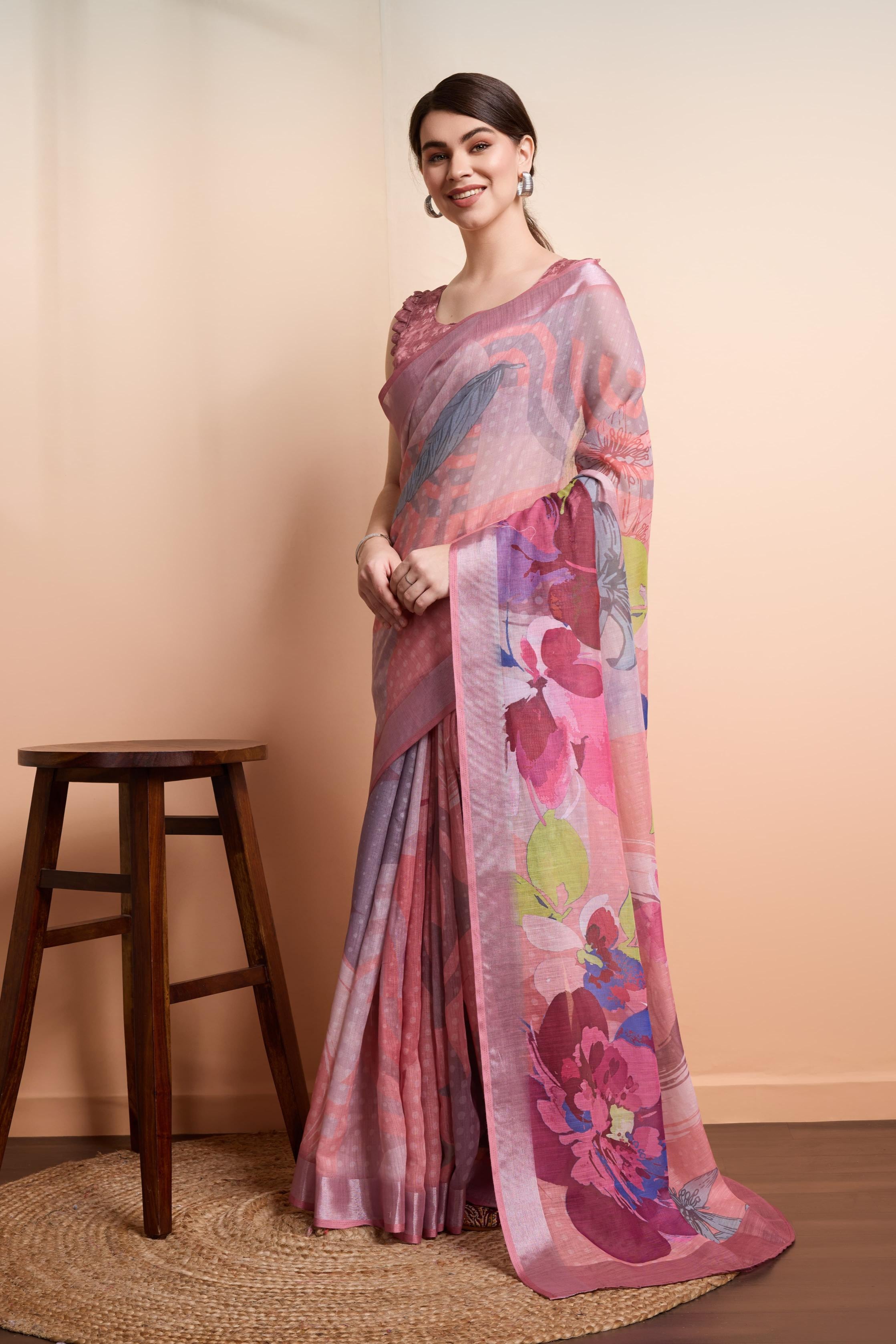 RACHNA  Floral Art Prints Ready to Wear  Saree