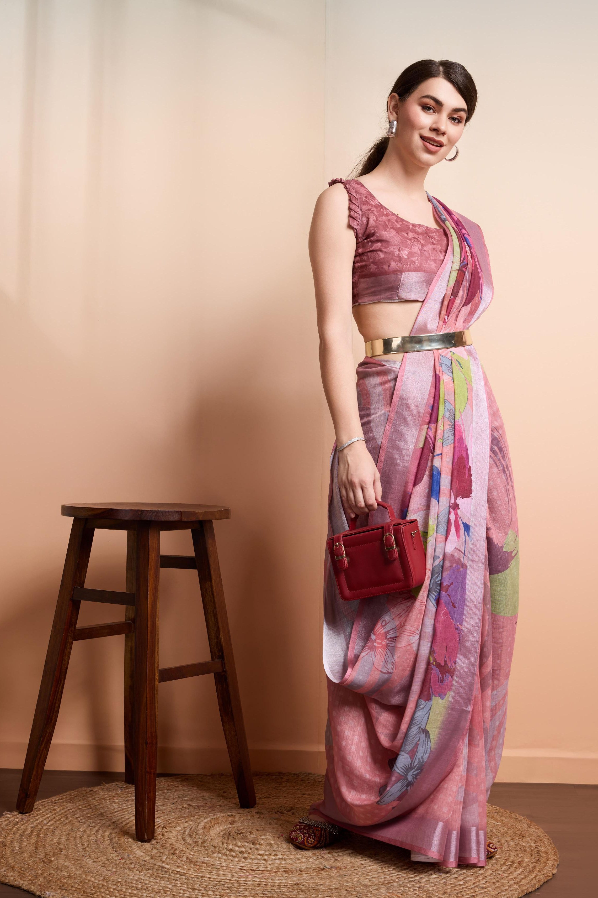 RACHNA  Floral Art Prints Ready to Wear  Saree