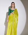 Lime Green Solid Tissue Ready to Wear Saree