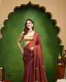 Purple Ethnic Motifs Two-Tone Organza Party Wear Saree