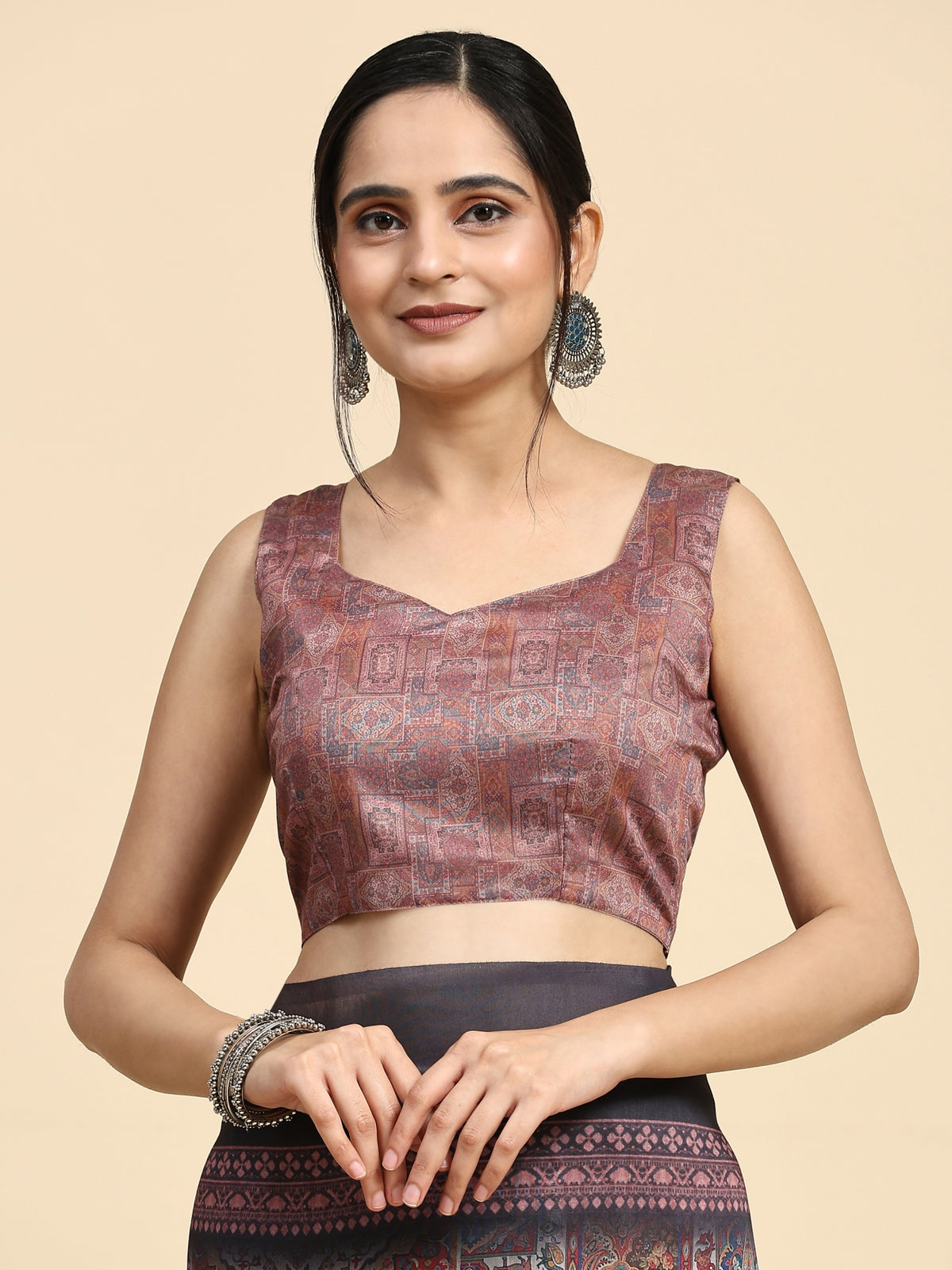 Brown Kalamkari Ethnic Motifs Jute Cotton Designer Saree