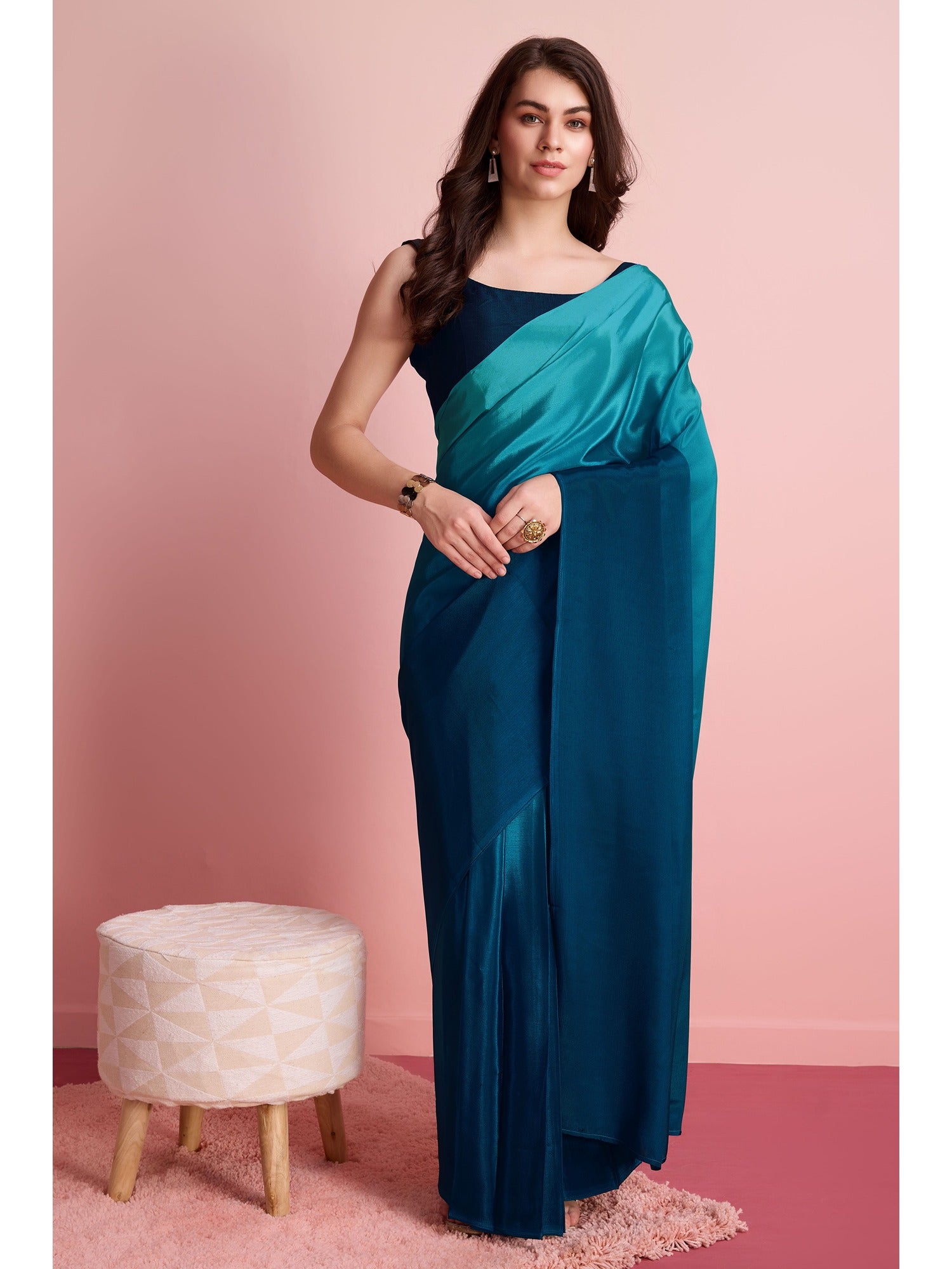 Blue Color Poly Silk  Ready to Wear Saree